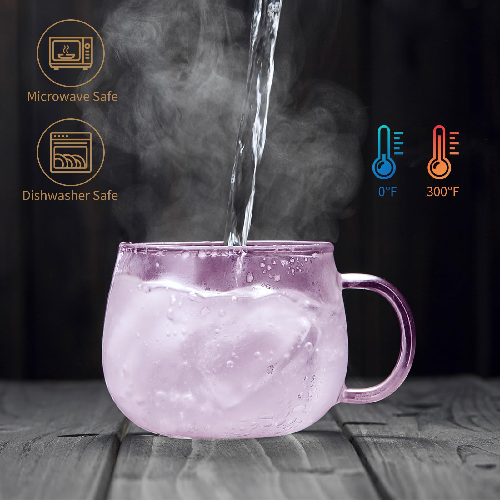DOPUDO Glass Tea Cup with Infuser and Lid, 17.6oz/520ml Large Borosilicate Teacup,Tea Glass, Clear Mug for Loose Leaf Tea, Blooming Tea, Microwave & Dishwasher Safe - Tea Maker Gift for Birthday: Glass 11OZ