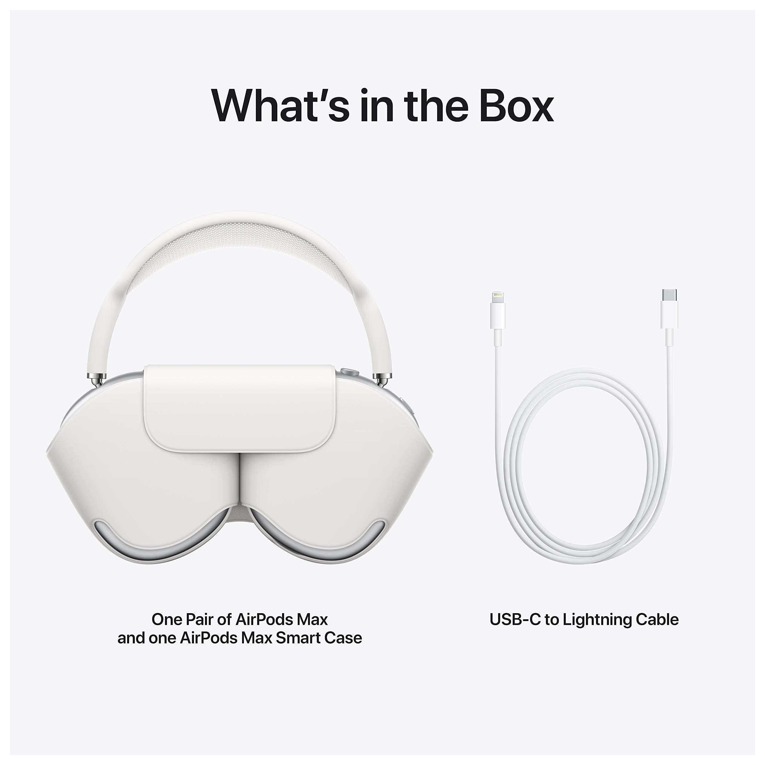 Apple AirPods Max Wireless Over-Ear Headphones, Active Noise Cancelling, Transparency Mode, Personalized Spatial Audio, Dolby Atmos, Bluetooth Headphones for iPhone – Space Gray: Apple AirPods Max Wireless Over-Ear Headphones with AppleCare+ (2 Years) - Silver