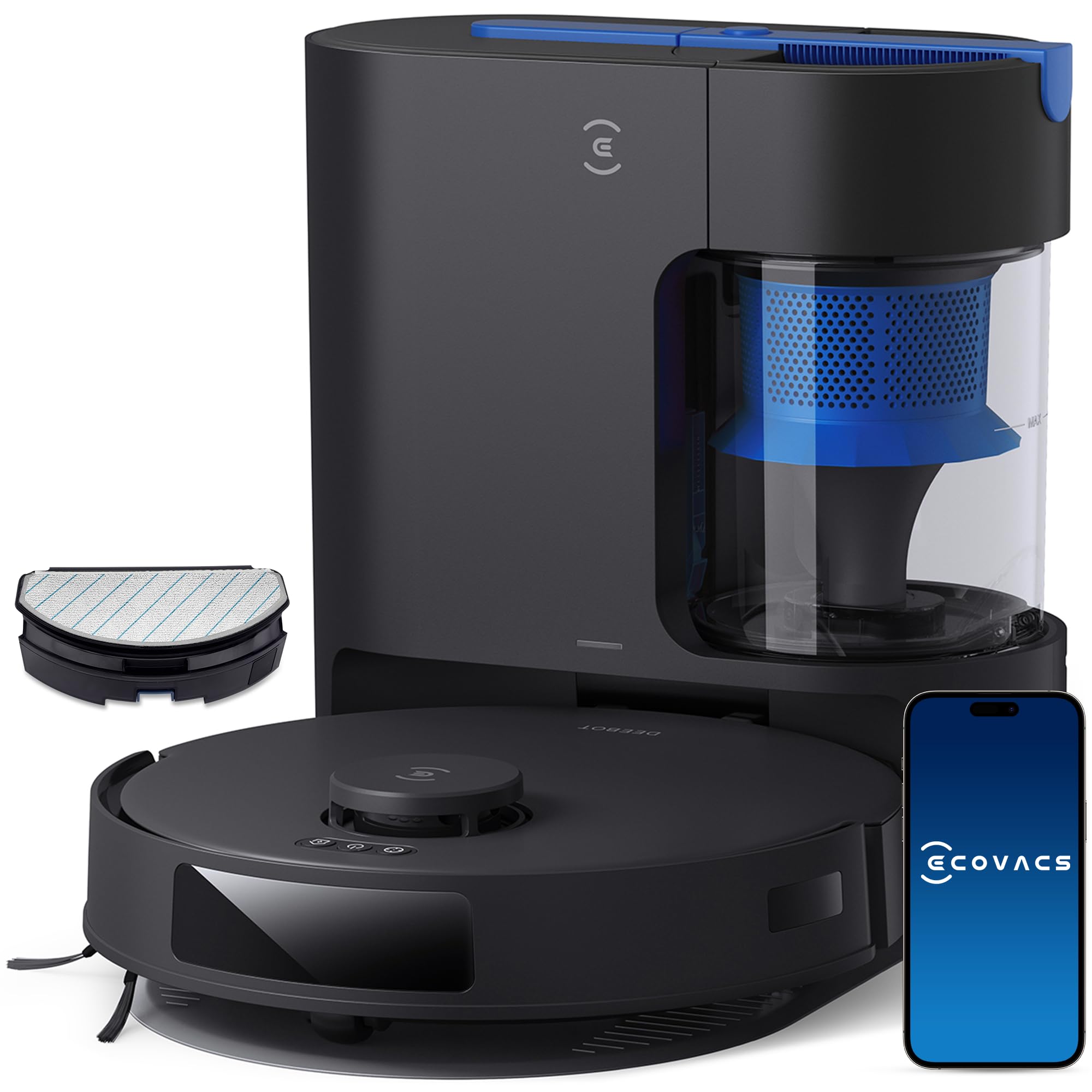 ECOVACS DEEBOT N20 PRO Plus Robot Vacuum and Mop,with Bagless Self Emptying Station, 8000Pa Suction,OZMO Pro 2.0 Vibrating Mopping System, Anti-Tangle Technology,45-Day Capacity,300 Minutes Runtime thumbnail 1