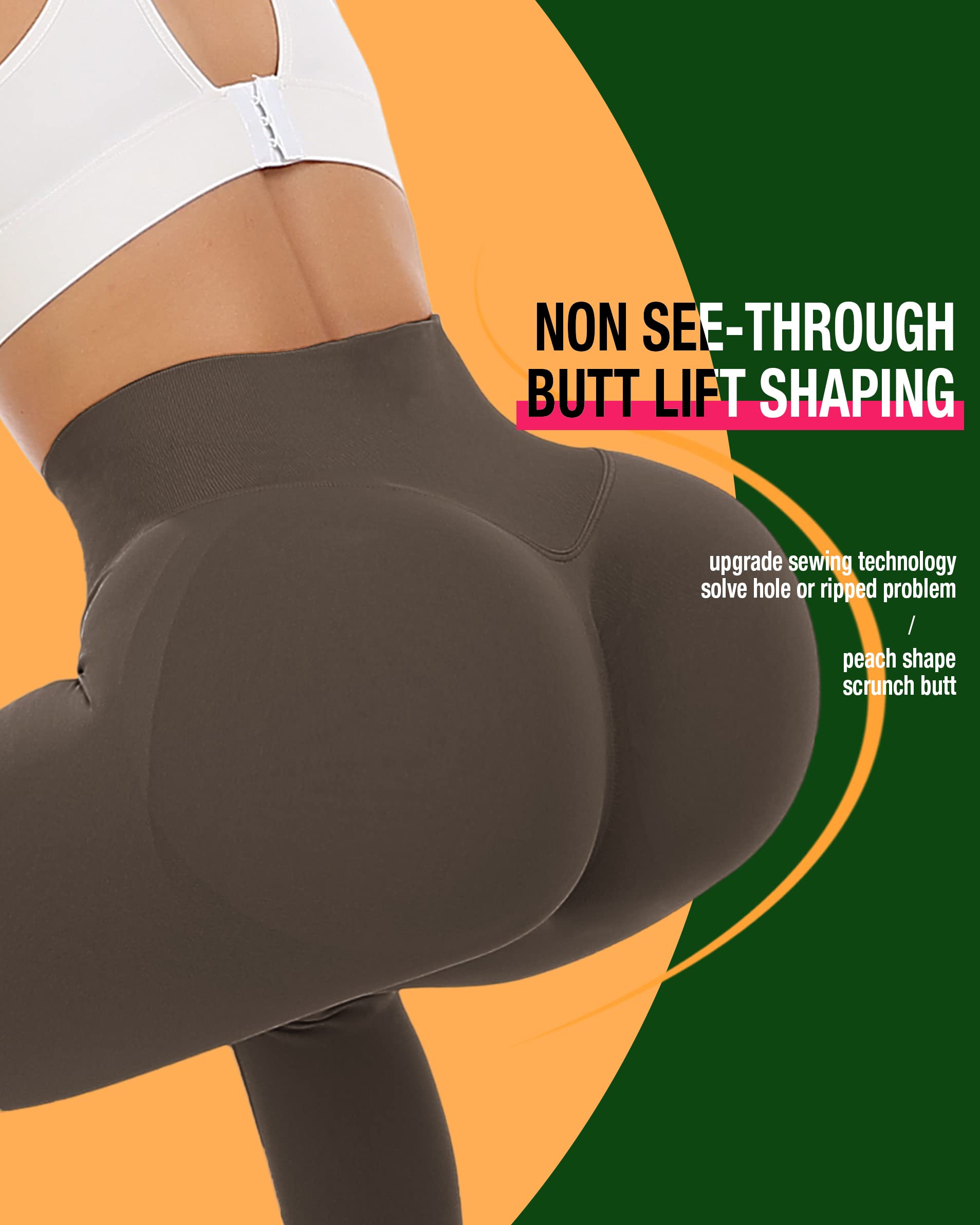 SALSPOR Workout Leggings for Women, Butt Lifting Gym Scrunch Butt Seamless Leggings thumbnail 4