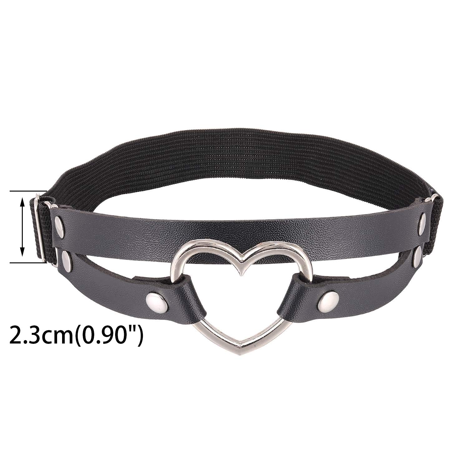 FM FM42 Multicolor PU Simulated Leather Women's Gothic Double Straps Heart O Ring Leg Thigh Elastic Garter Belt, One Pair: FM FM42 Multicolor PU Simulated Leather Women's Gothic Double Straps Heart O Ring Leg Thigh Elastic Garter Belt, One Pair