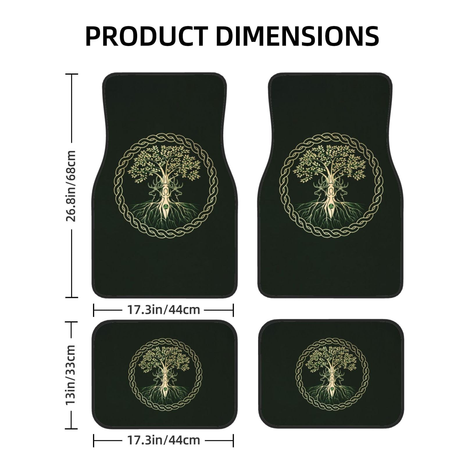 CifepraK Norse Viking Goddess Wiccan Wicca Pagan Car Floor Mats for Trucks, SUVs, Vans, 4 Pieces Front & Rear Full Set Vehicle Floor Carpets Non Slip Car Accessories