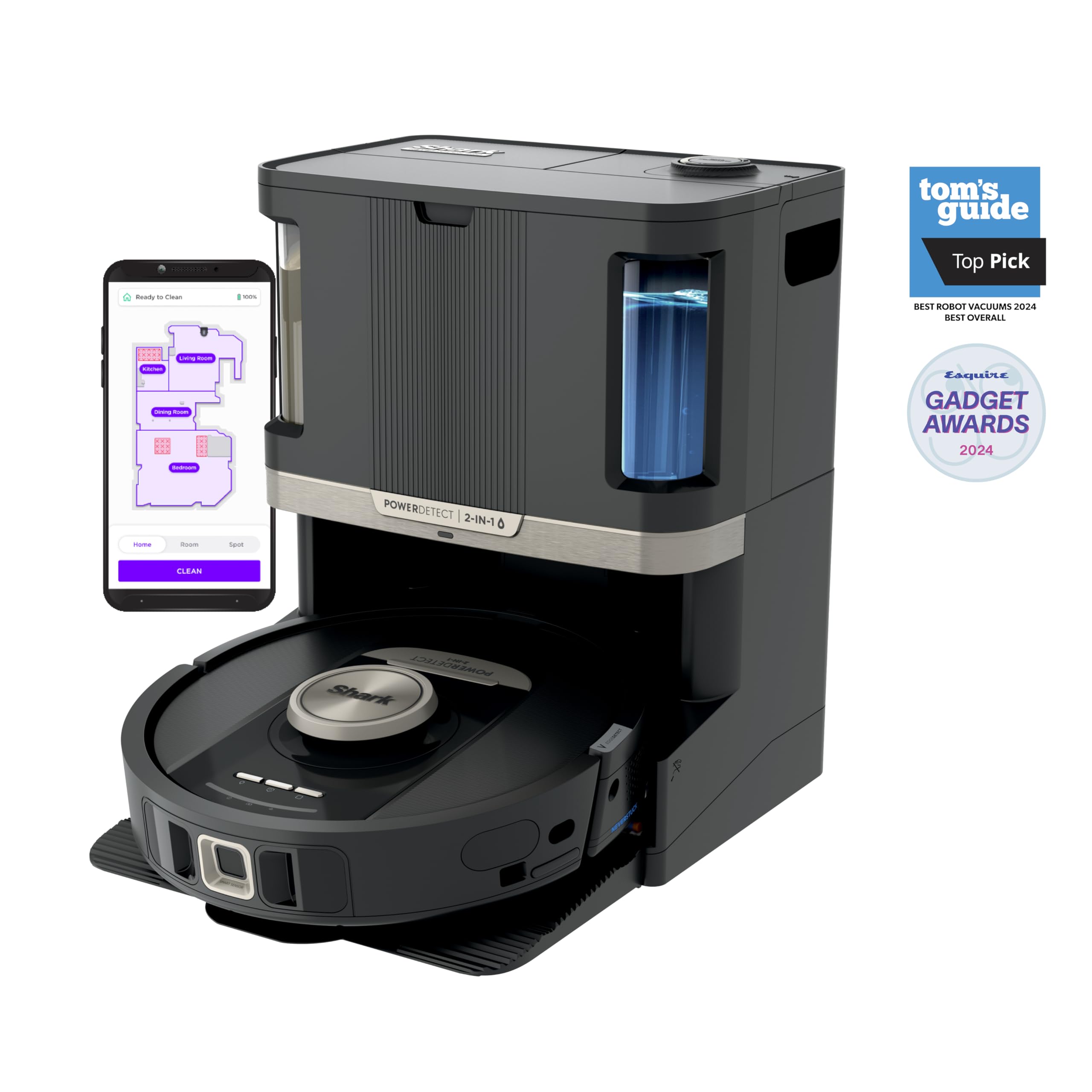 Shark Robot Vacuum & Mop Combo, PowerDetect NeverTouch Pro,Self-Emptying,Self-Refill with Self-Clean Pad Wash & Dry, 60-Day Debris Capacity,30-Day Refill Tank, 5PowerDetect Technologies,White,AV2800ZE: Shark Robot Vacuum & Mop Combo, PowerDetect NeverTouch Pro, Self-Emptying, Self-Refill with Self-Clean Pad Wash & Dry, 60-Day Debris Capacity, 30-Day Refill Tank, 5 PowerDetect Technologies, RV2820ZE