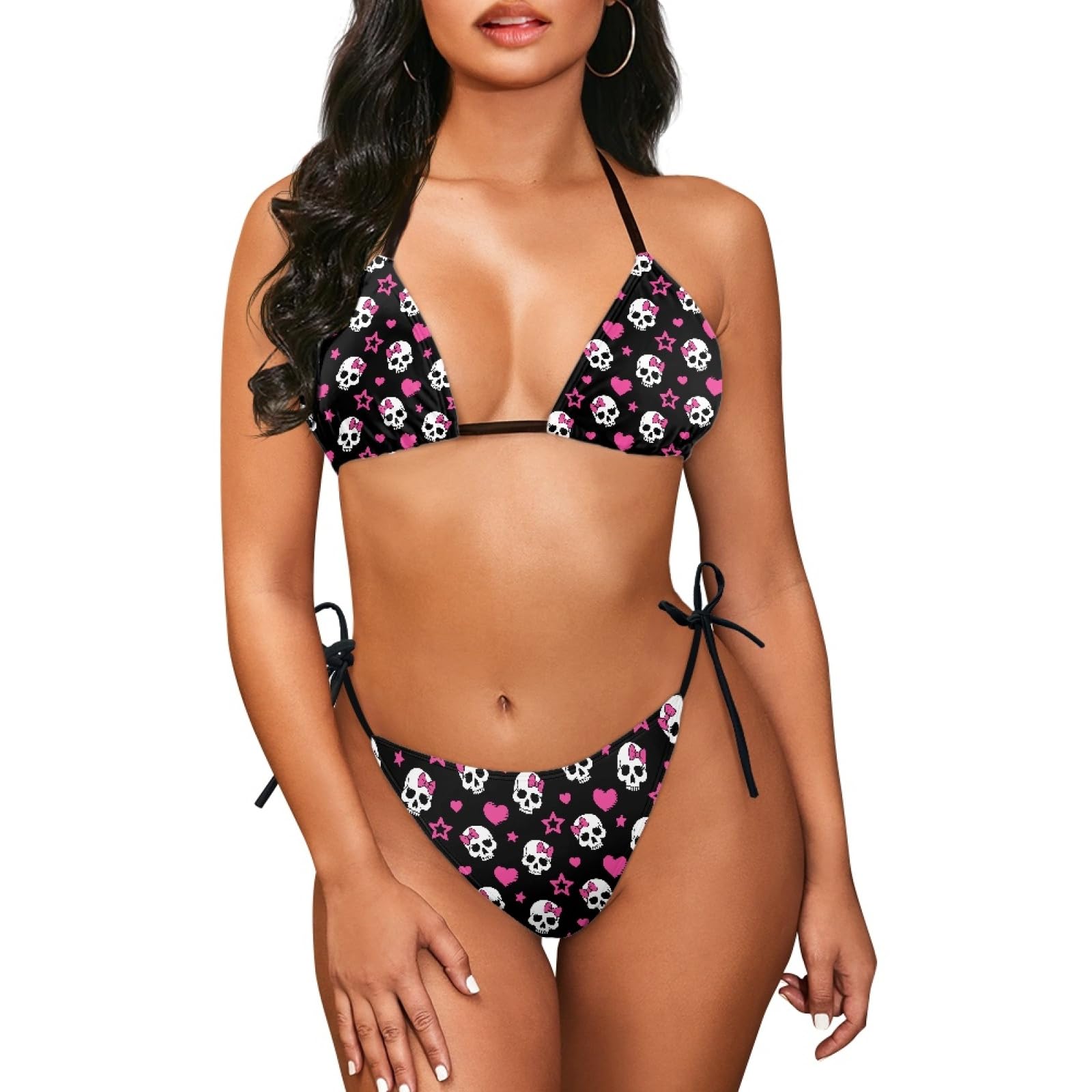 JEOCODY Women's High Waist Halter Bikini Set Two Piece Swimsuits Triangle Bikini Sets