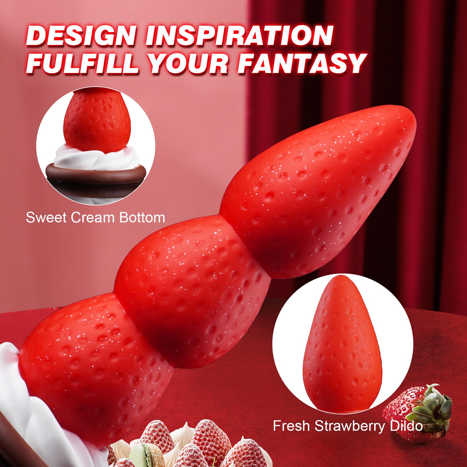 8" Strawberry Fantasy Knot Dildo with Strong Suction Cup, Silicone Animal Monster Dildo Cute Large Butt Plug with 3 Knots, Fantasy Anal Sex Toys for Women & Men: 8" Strawberry Fantasy Knot Dildo with Strong Suction Cup, Silicone Animal Monster Dildo Cute Large Butt Plug with 3 Knots, Fantasy Anal Sex Toys for Women & Men