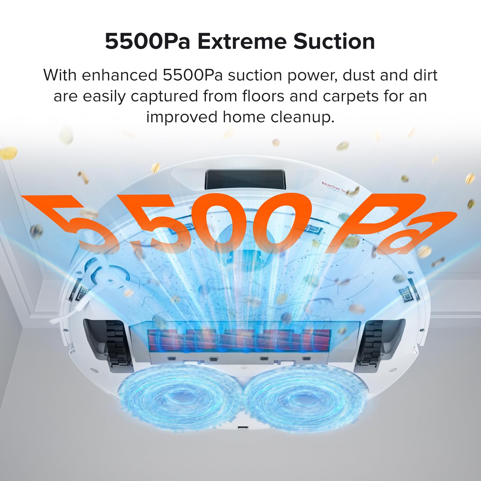 roborock Q Revo Robot Vacuum and Mop, Auto-Drying, Auto Mop Washing, Dual Spinning Mops, Auto Mop Lifting, Self-Refilling, Self-Emptying, Reactive Tech Obstacle Avoidance, 5500Pa Suction, White