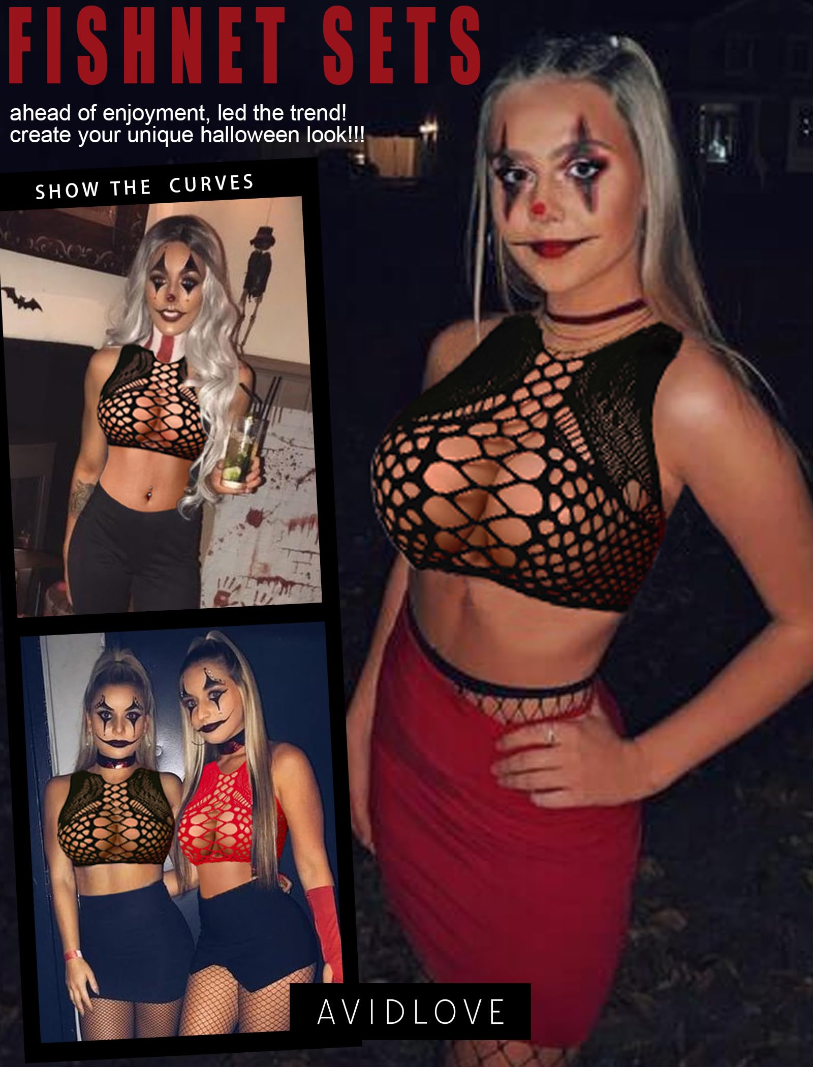 Avidlove Womens Fishnet Lingerie for Women Sexy Two Piece Lingerie Set Stripper Outfit: Black