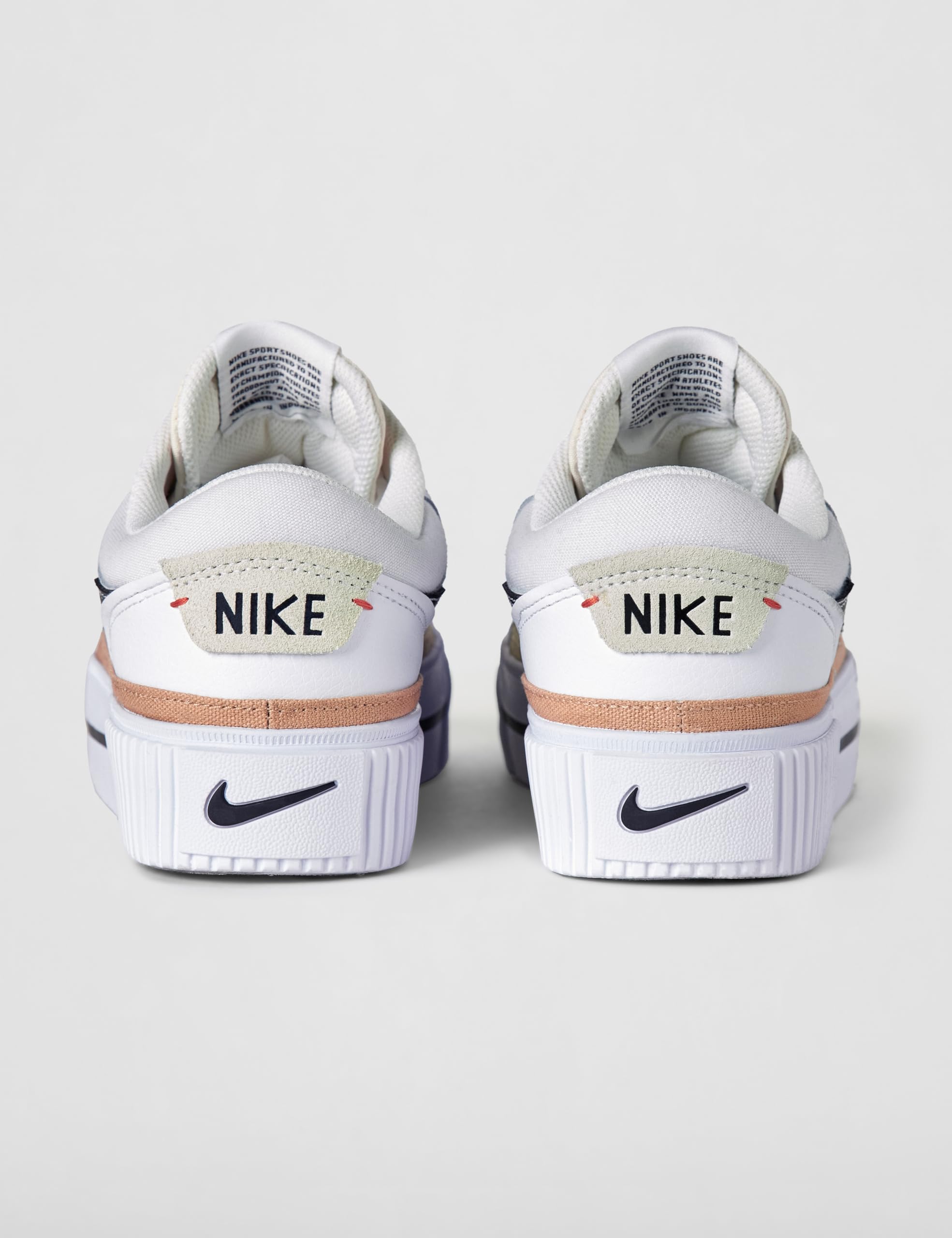Nike Women's Court Legacy Lift Shoes: 7.5 White/Black-hemp-team Orange
