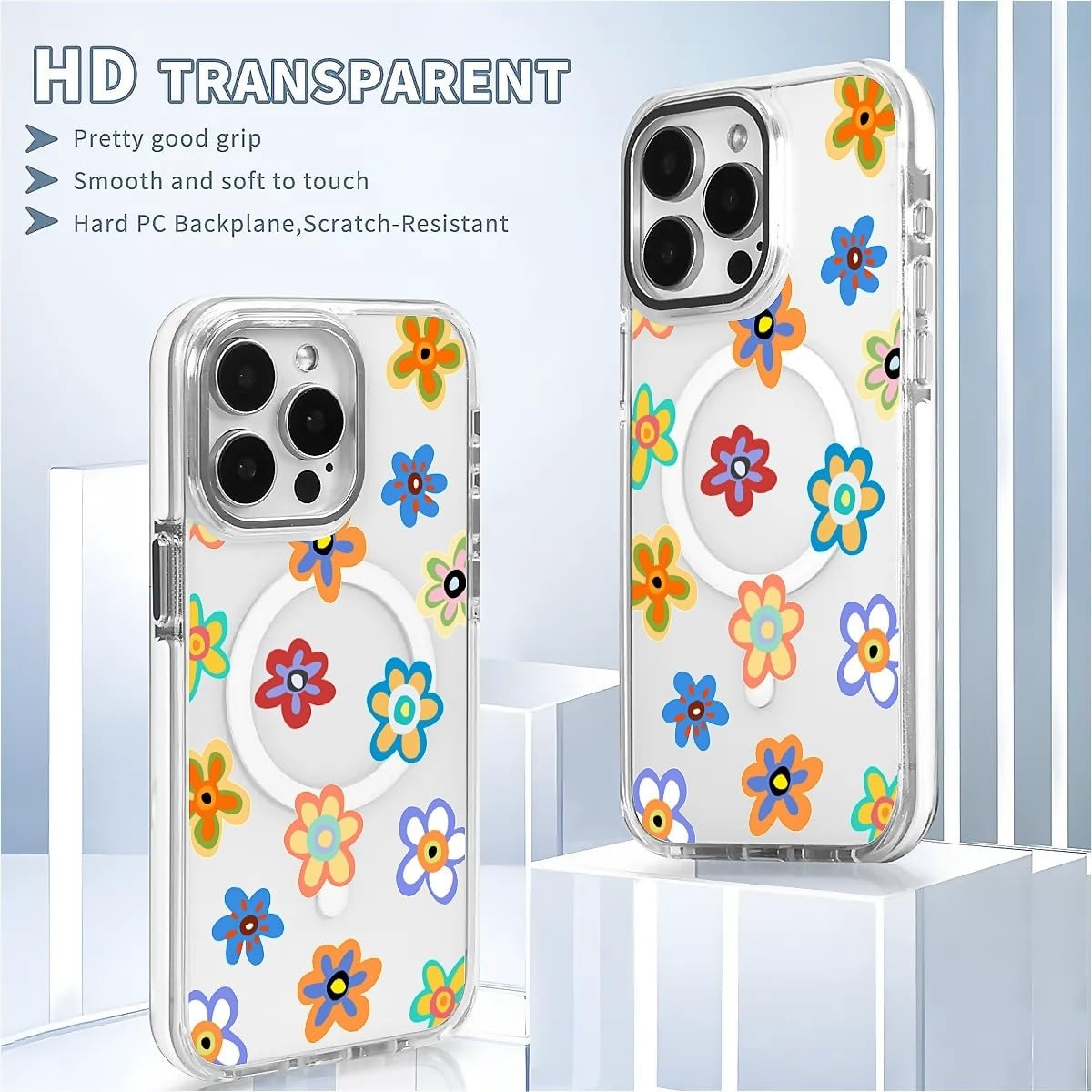 for iPhone 15 Clear Case, Campatible with Magsafe,Fresh Red Cherry Soft TPU Slim Magnetic for Women Girl Protective Case for iPhone 15-6.1 Inch (White) - Image 4