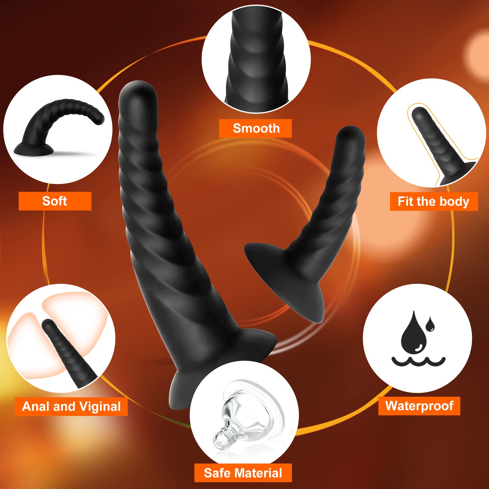 Anal Plug Pack of 3 Anal Toys, Silicone Adult Sex Anal Trainer Butt Plug for Beginners Advanced Players Anal Training Sets with Flared Suction Base Prostate Massager for Men, Women & Couple (): Black