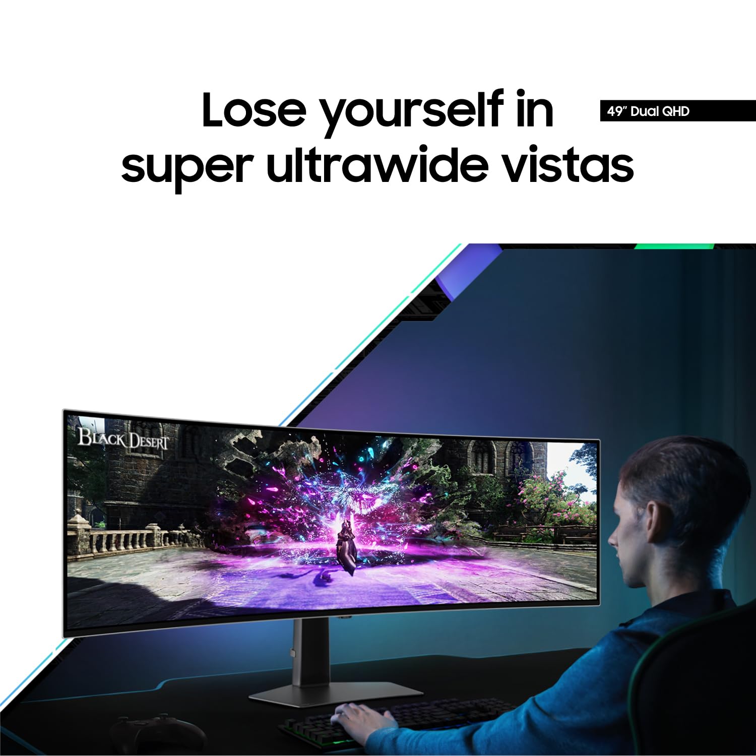 SAMSUNG 49" Odyssey G9 Series 1000R Curved Gaming Monitor LS49CG954ENXZA, DQHD, 1ms(GtG), VESA DisplayHDR 1000, 240Hz, AMD FreeSync Premium Pro, Height Adjustable Stand, Ultrawide Screen, 2024: 240Hz Refresh Rate OLED Glossy Panel Smart | DP Cable