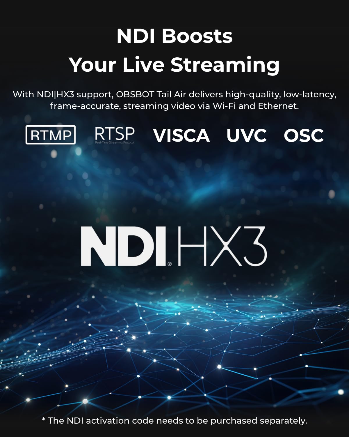 OBSBOT  NDI Streaming Camera 4K, AI Tracking PTZ Camera with Intelligent APP, Gesture Control, HDMI/USB-C/Wireless Webcam, Video Camera Live Stream for YouTube, Chruch, Worship, Creator, etc.: Tail Air+Remote