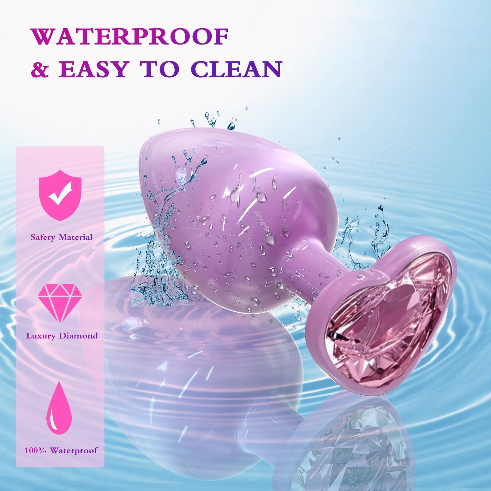 Anal Plugs Small Butt Plug for Beginners,Adult Aanl Toys with Heart-Shaped Jewelry Base,G Spot Sex Toy Anal Sex Adult Toy for Beginner Adult Unisex Women and Men Couple (Small Pink): 3PCS-Purple