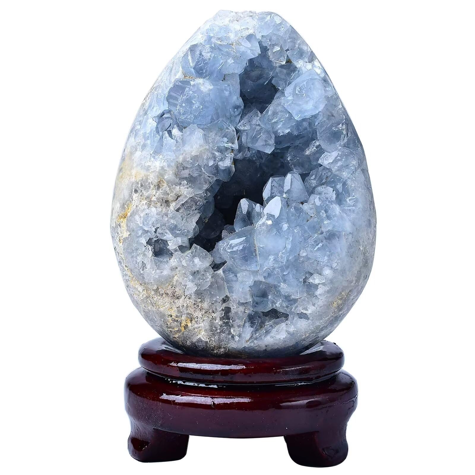 FZBHRO Natural Blue Celestite Geode Egg Healing Crystal Stone Collection Mineral Specimen with Stand Home Office Decor 6.6-7.7 Pounds: Dark Blue 1.3-1.7 Pound