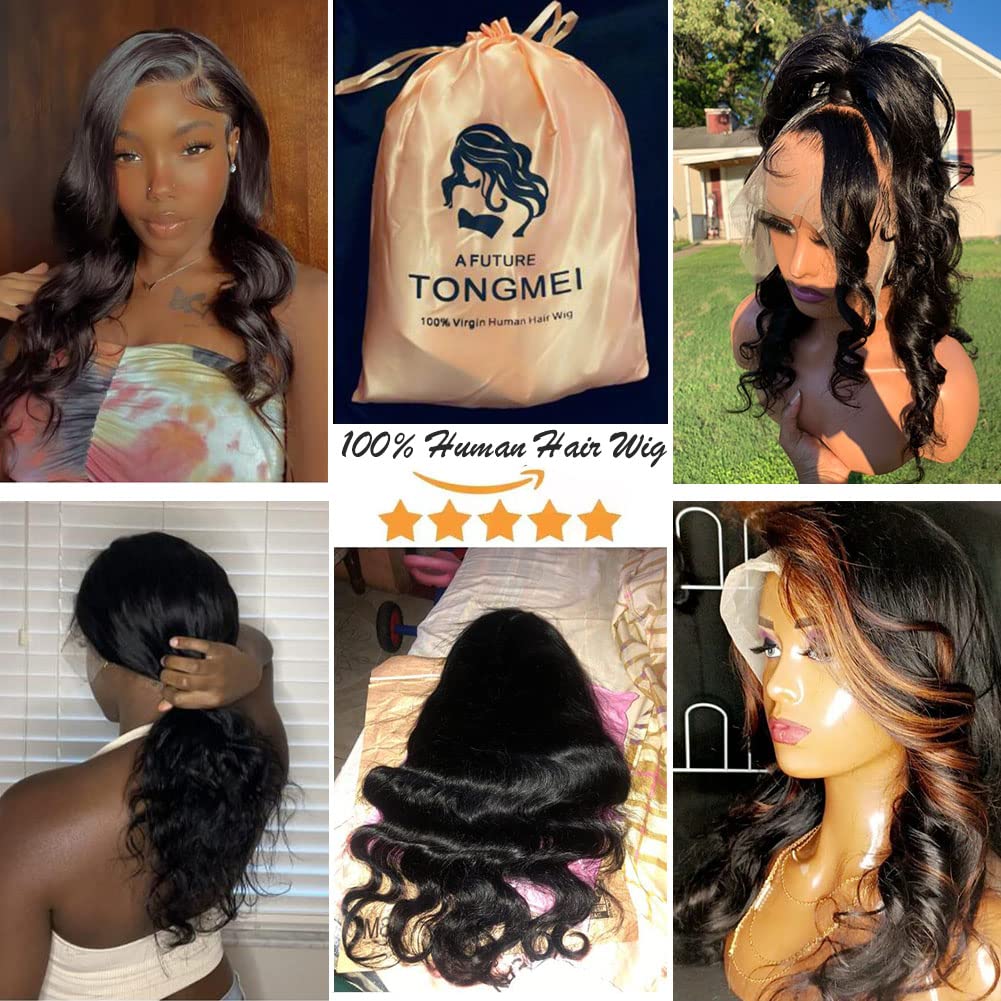 13x4 Body Wave Lace Front Wigs Human Hair Pre Plucked HD Transparent Lace Frontal Wig with Baby Hair 180 Density 9A Glueless Brazilian Virgin Human Hair Lace Front Wigs for Women 20 Inch Natural Black