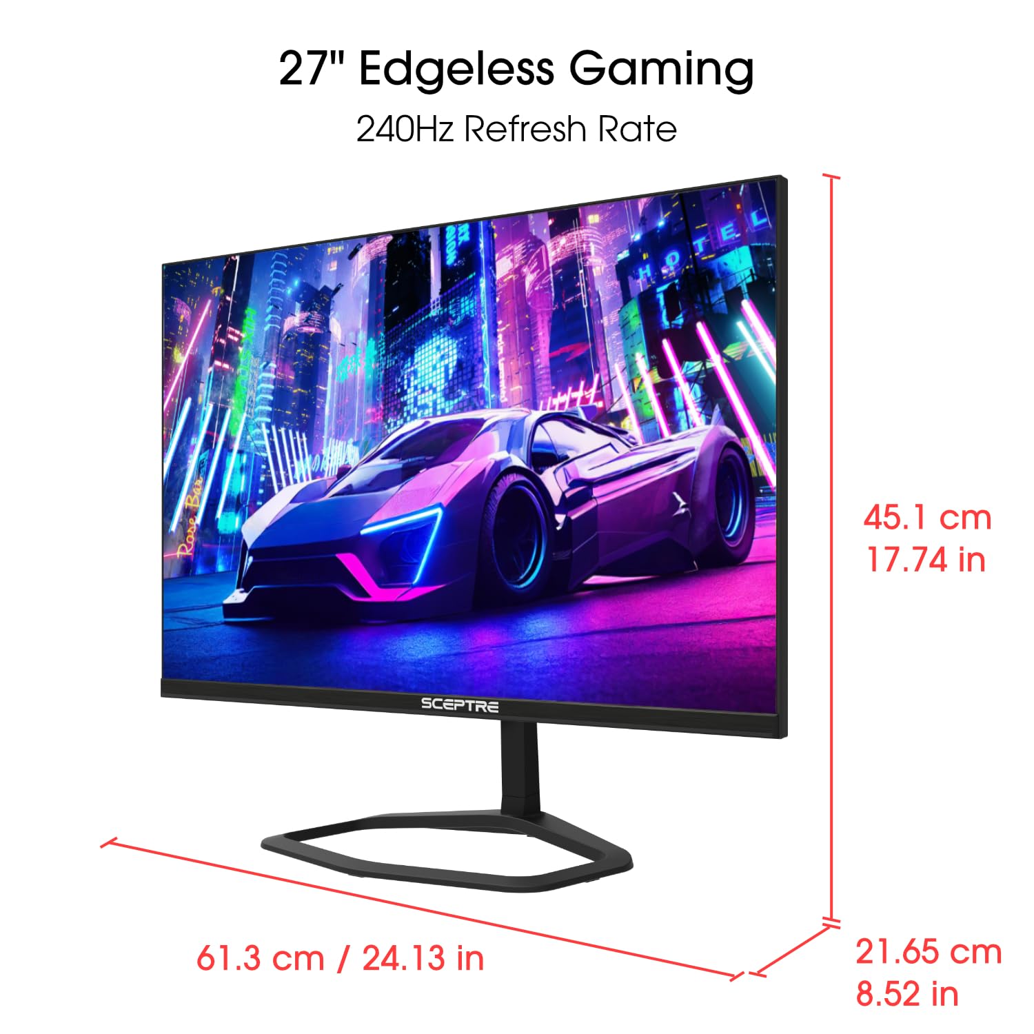 Sceptre 34-Inch Curved Ultrawide WQHD Monitor 3440 x 1440 R1500 up to 165Hz DisplayPort x2 99% sRGB 1ms Picture by Picture, Machine Black 2023 (C345B-QUT168): 27" 240HZ