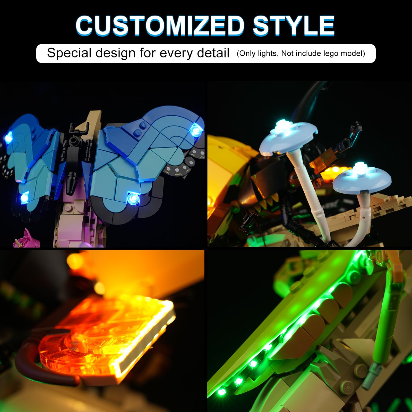 Rorliny LED Light Kit for Lego Ideas The Insect Collection Building Set, Creative Lighting kit Compatible with Lego 21342 (Lights Only, No Lego Set)