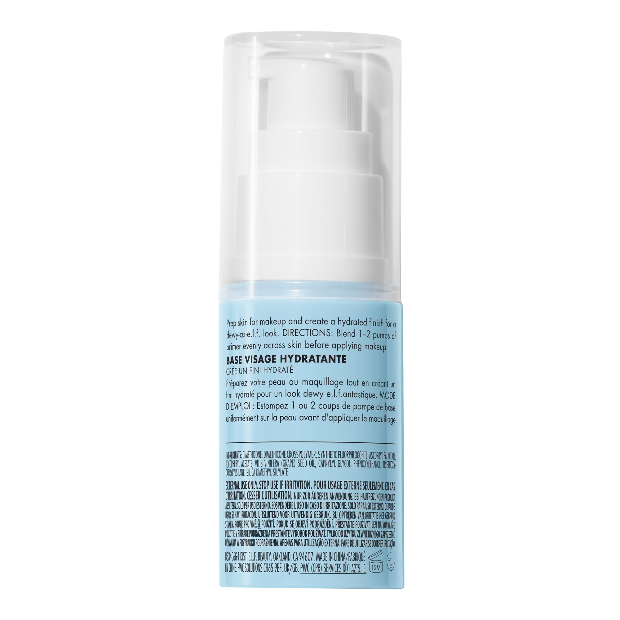 e.l.f. Hydrating Face Primer, Makeup Primer For Flawless, Smooth Skin & Long-Lasting Makeup, Fills In Pores & Fine Lines, Vegan & Cruelty-free, Small: 0.47 Ounce (Pack of 1)