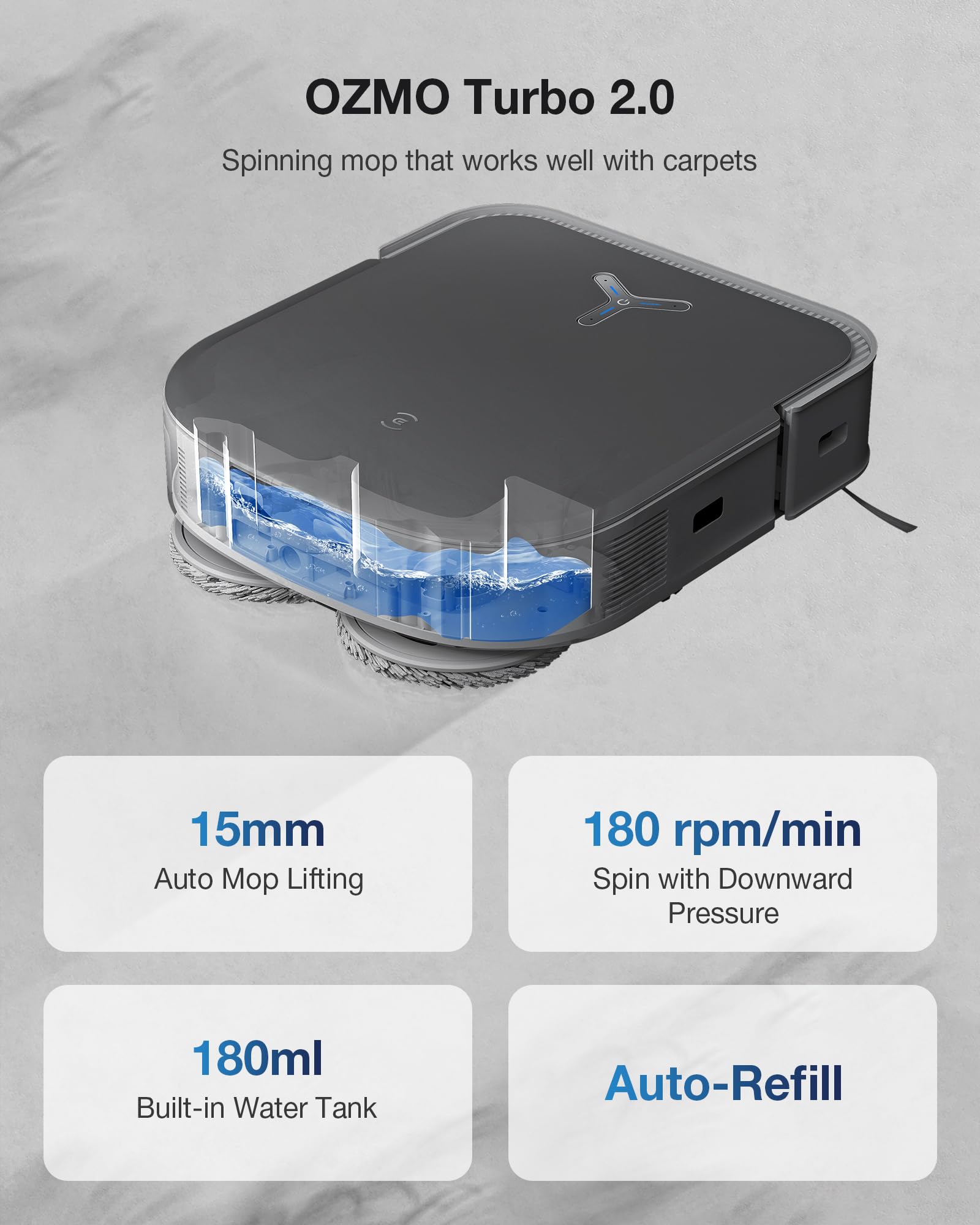 ECOVACS DEEBOT X2 Omni Robot Vacuum and Mop, 8000Pa Suction, 15mm Lift, Omni Station with Hot Water Mop Washing, Self-Emptying, Hot Air Drying, Auto-Refill, Obstacle Avoidance,Black thumbnail 5