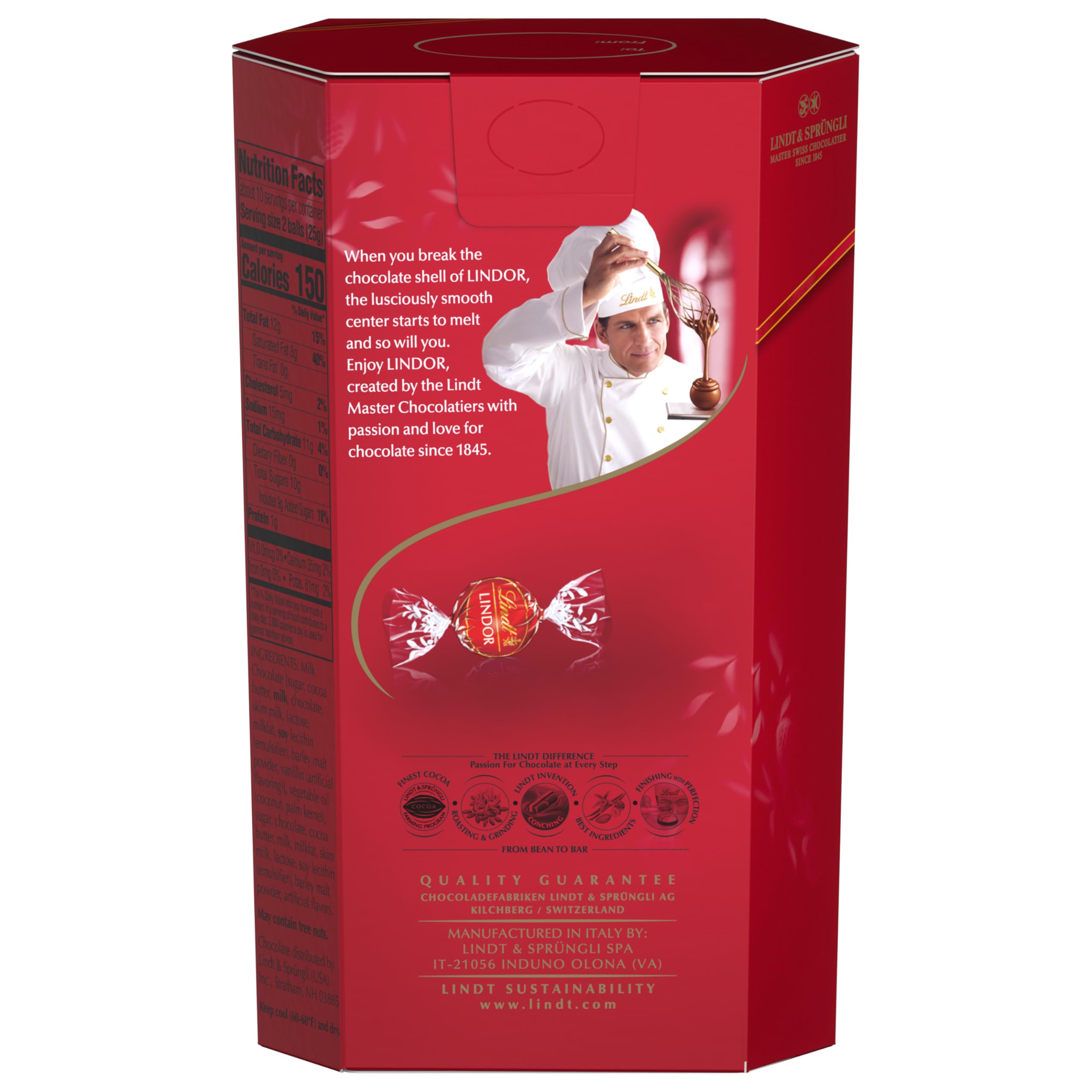 Lindt LINDOR Milk Chocolate Candy Truffles Gift Box, 8.4 oz.
