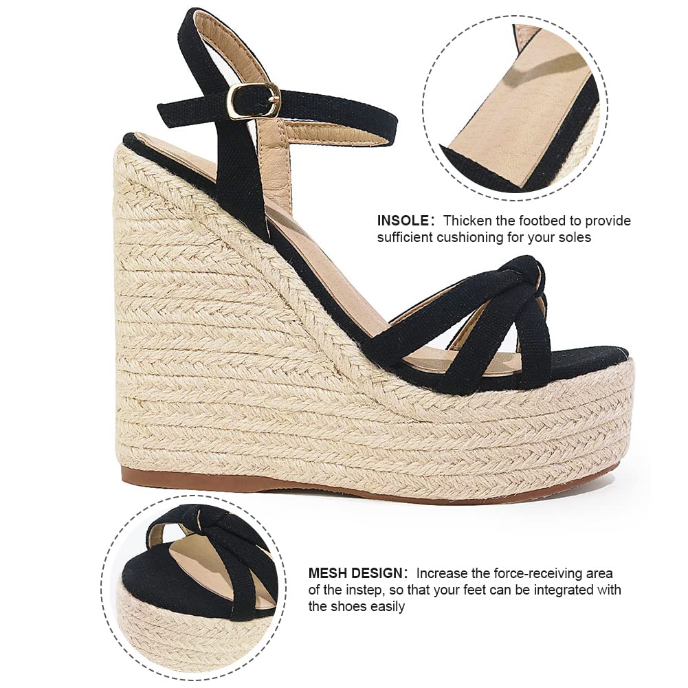mikarka Sandals for Women, Platform Ankle Strap Womens Sandals Open Toe Espadrille Wedge Sandals for Women Concise Casual Summer Womens Shoes - Image 3