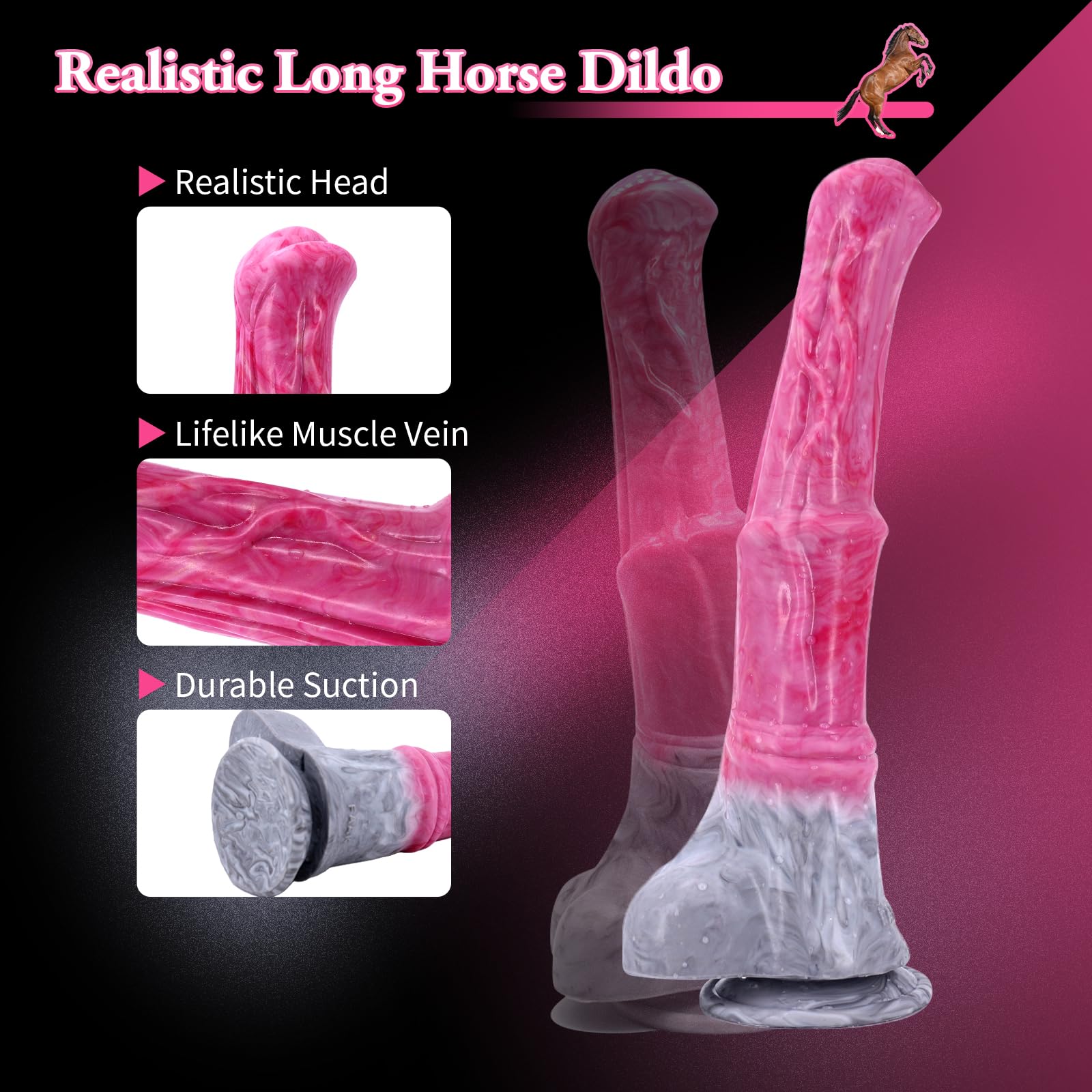Realistic  Horse Dildo, 12inch Long Fantasy Huge Thick Anal Dildo with Suction Cup, Big Silicone Adult Sex Toy for Men and Women Couples: Original