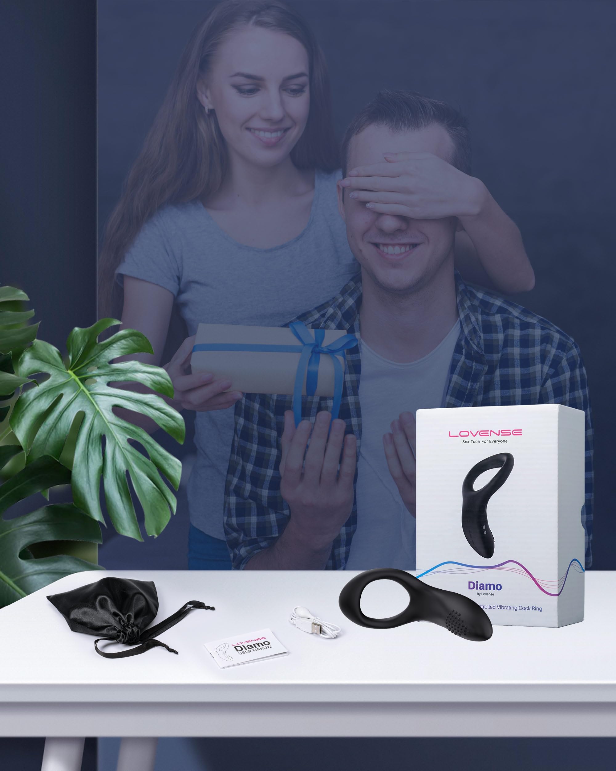 LOVENSE Diamo Vibrating Penis Ring, Cock Ring for Men, Prostate Massager, Long Distance Bluetooth Remote Reach with Music Sync, Partner & App Control, Male Sex Toys