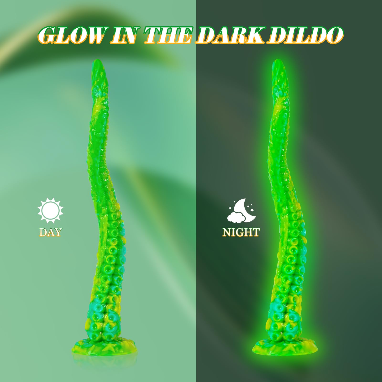 Long Tentacle Dildo Anal Toys: 18" Luminous Monster Dragon Dildo with Suction Cup, Liquid Silicone Long Butt Plug Anal Dildo for Anal Training, Fantasy Anal Stretcher for Advancer: Small-13 IN