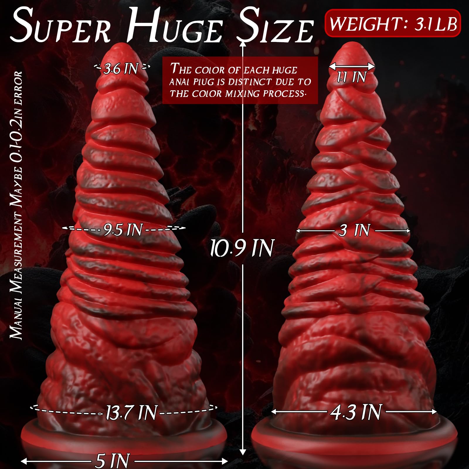 11'' XXL Butt Plug Anal Cone for Anal Stretcher, 4.3'' Diameter Huge Monster Butt Plug Anal Dilator for Anal Ease, Massive Tapered Dildo Adult Sex Toys for Gay Men Women Anal Gaper Training: 11'' XXL Butt Plug Anal Cone for Anal Stretcher, 4.3'' Diameter Huge Monster Butt Plug Anal Dilator for Anal Ease, Massive Tapered Dildo Adult Sex Toys for Gay Men Women Anal Gaper Training