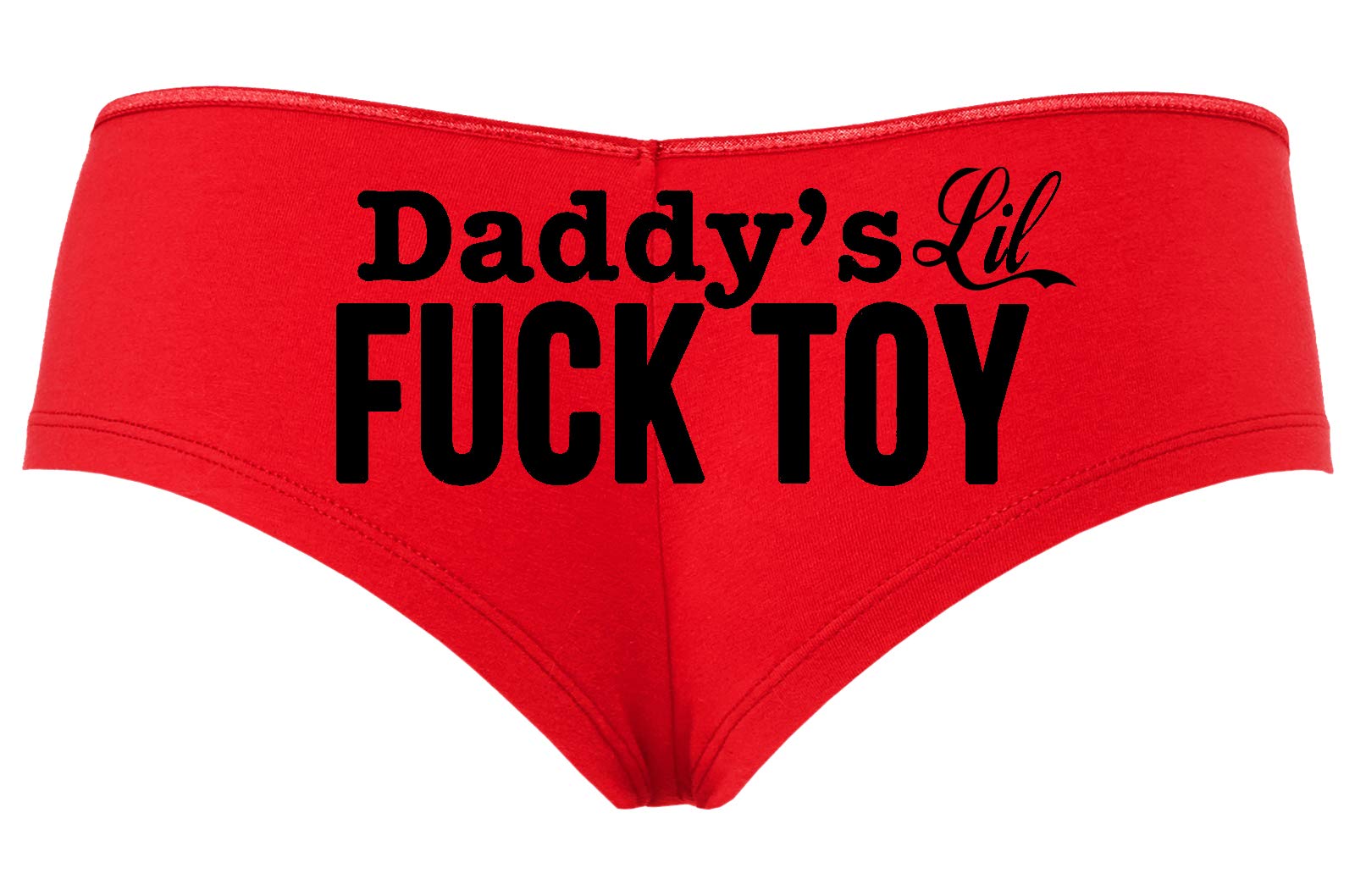 Knaughty Knickers Daddys Little Lil Fuck Toy Fucktoy DDLG BDSM Owned Boyshort Red/Black: Small Black