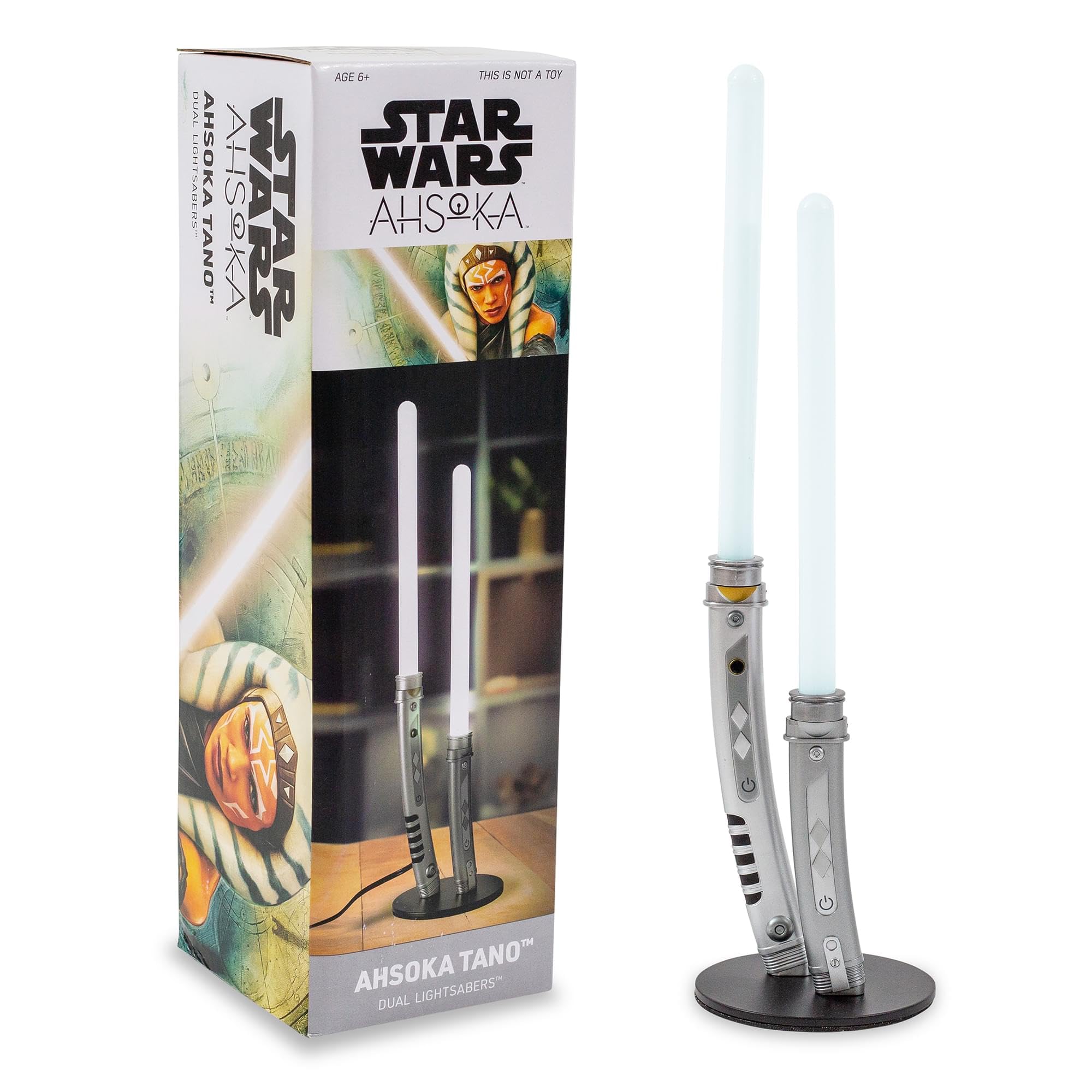 Star Wars  White Dual Lightsabers 12-Inch Mini LED Mood Light for Nightstand Table