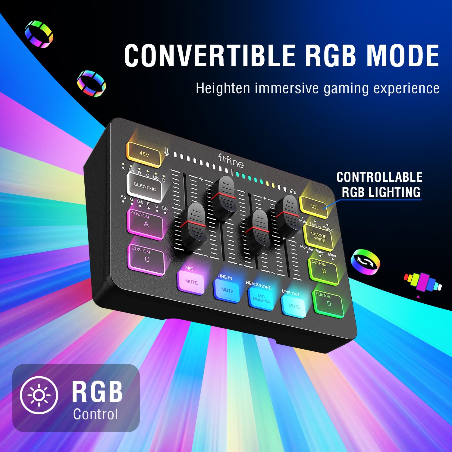FIFINE Gaming Equipment Bundle, Dynamic XLR/USB Gaming Microphone Set with Streaming Audio Mixer for Podcast Recording Video Vocal, RGB Gamer Set with Volume Fader/XLR Interface for PC-AmpliGame KS5: Black