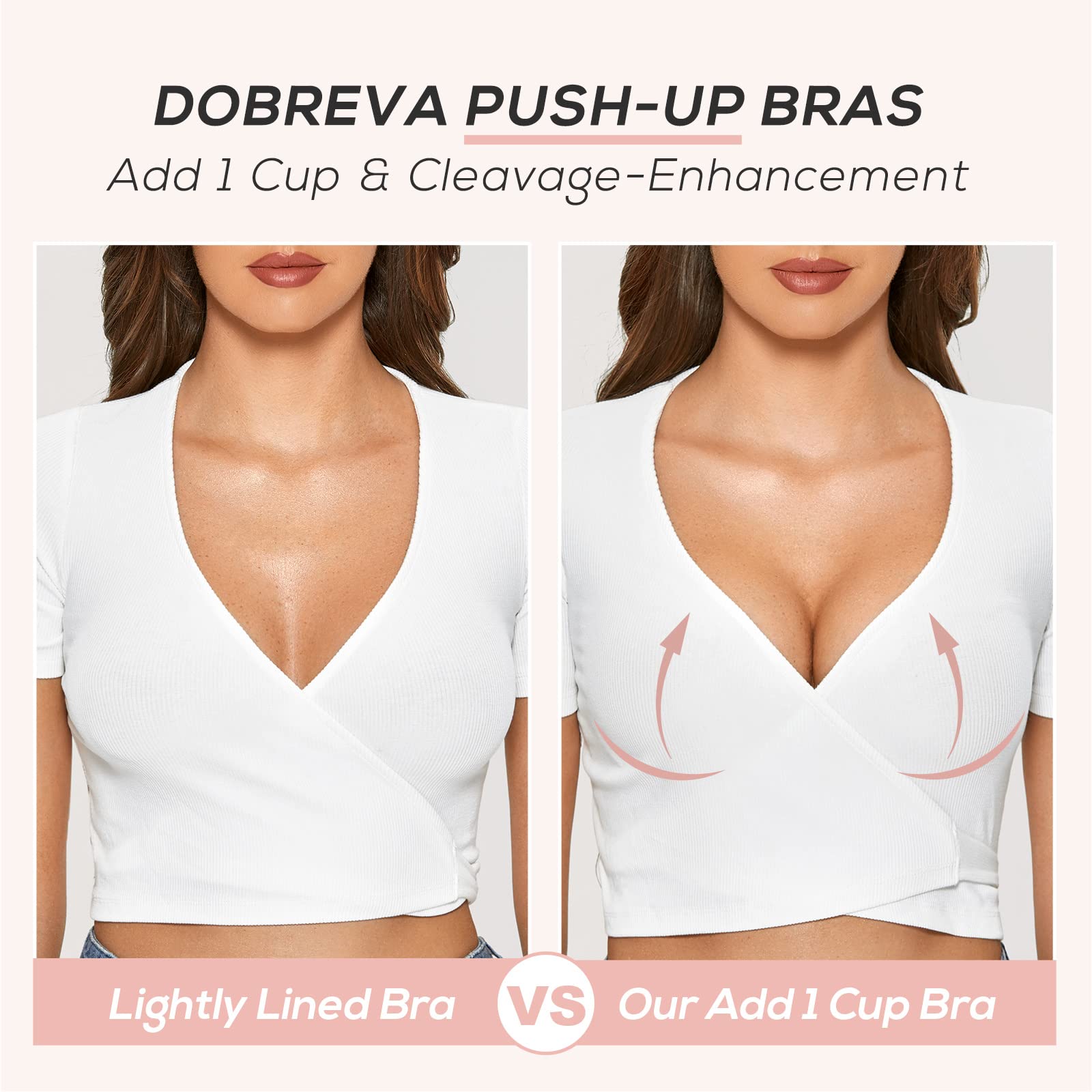 DOBREVA Women's Push Up Lace Bra Underwire Plunge Full Coverage Bras Sexy Plus Size Support: 40D Black