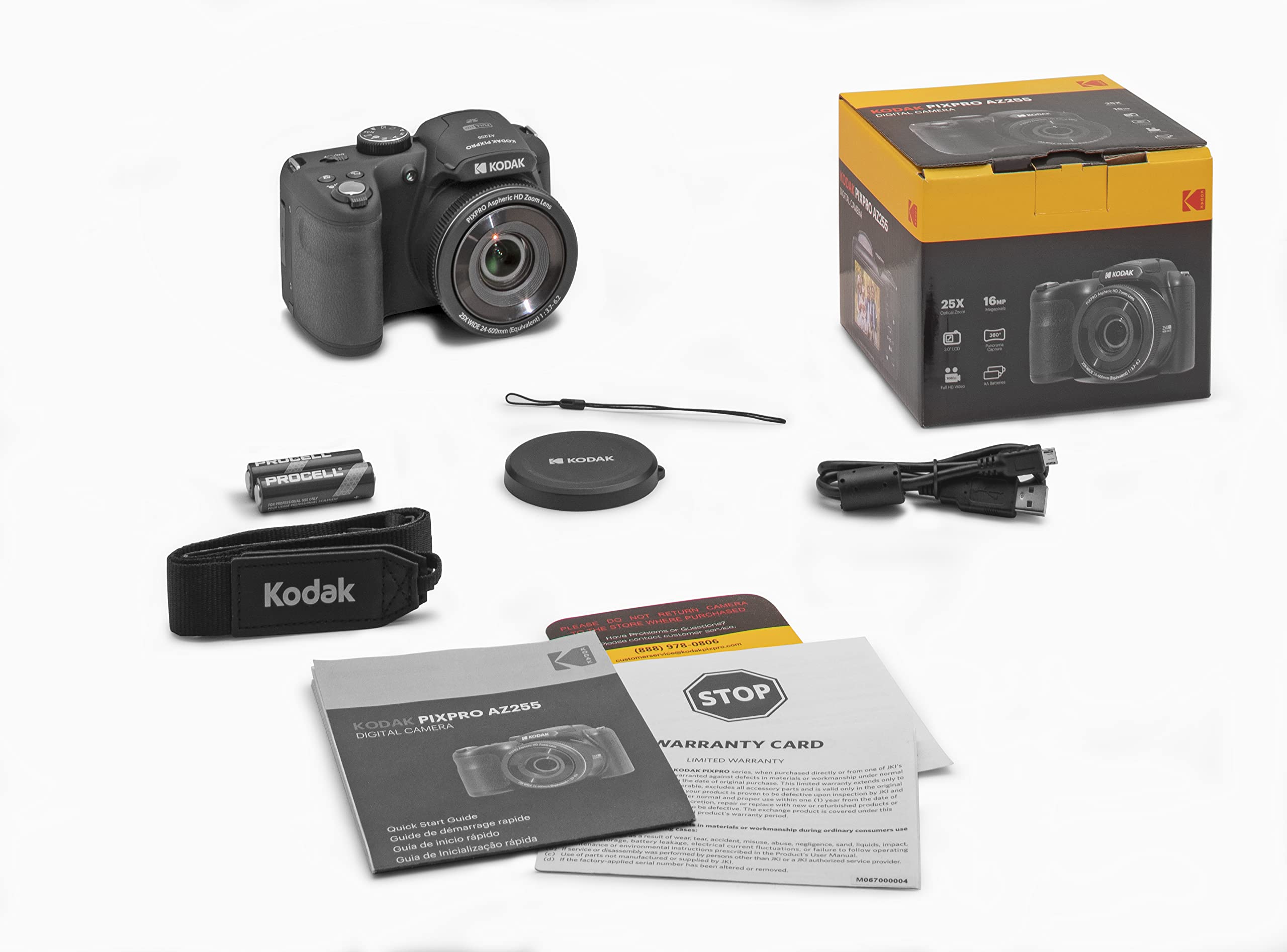 KODAK PIXPRO AZ255-BK 16MP Digital Camera 25X Optical Zoom 24mm Wide Angle Lens Optical Image Stabilization 1080P Full HD Video 3" LCD Vlogging Camera (): Black