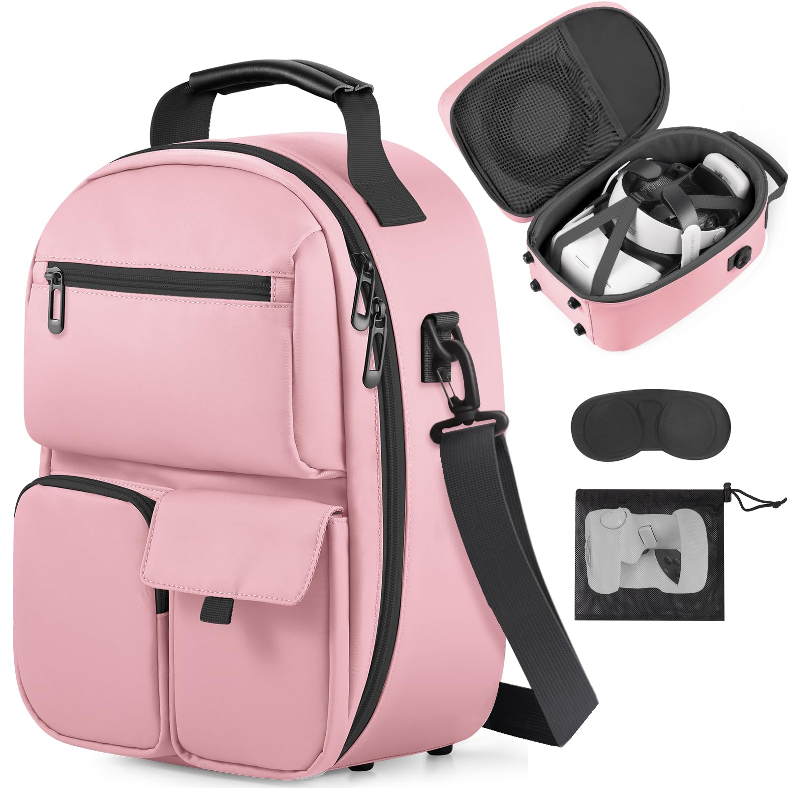 FOREGOER Carrying Case for Meta Quest 3/Quest 3S/Oculus Quest 2, Hard Travel Storage Case Compatible with Oculus Quest 3 Headset, Quest Pro, Touch Controllers Accessories, VR All-in-One Gaming Headset