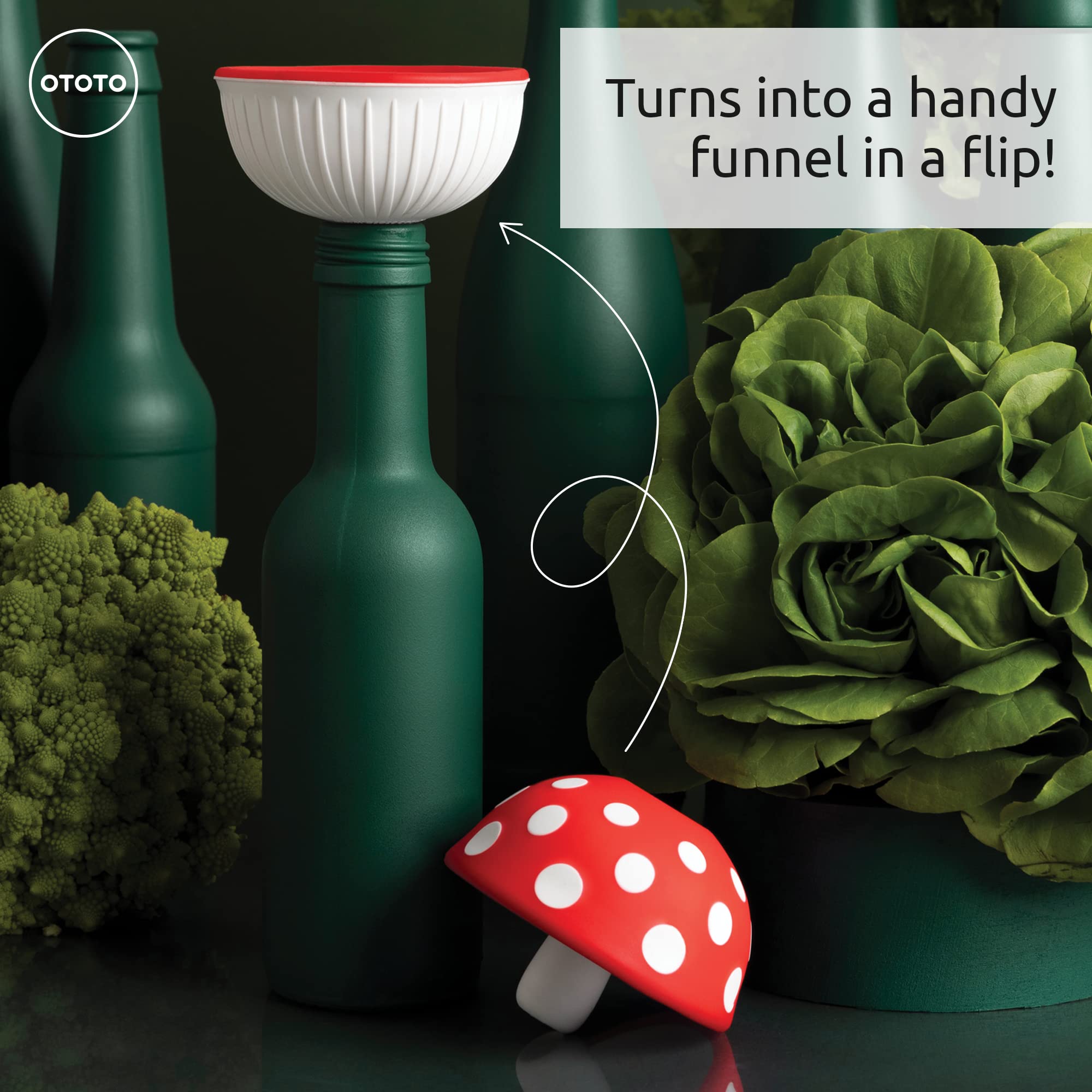 OTOTO Mushroom - Foldable Small Kitchen Funnel with Wide Mouth for Jars. Bottle Liquid Transfer - Silicone, 100% Food Safe, BPA Free, Dishwasher Safe: Magic Mushroom