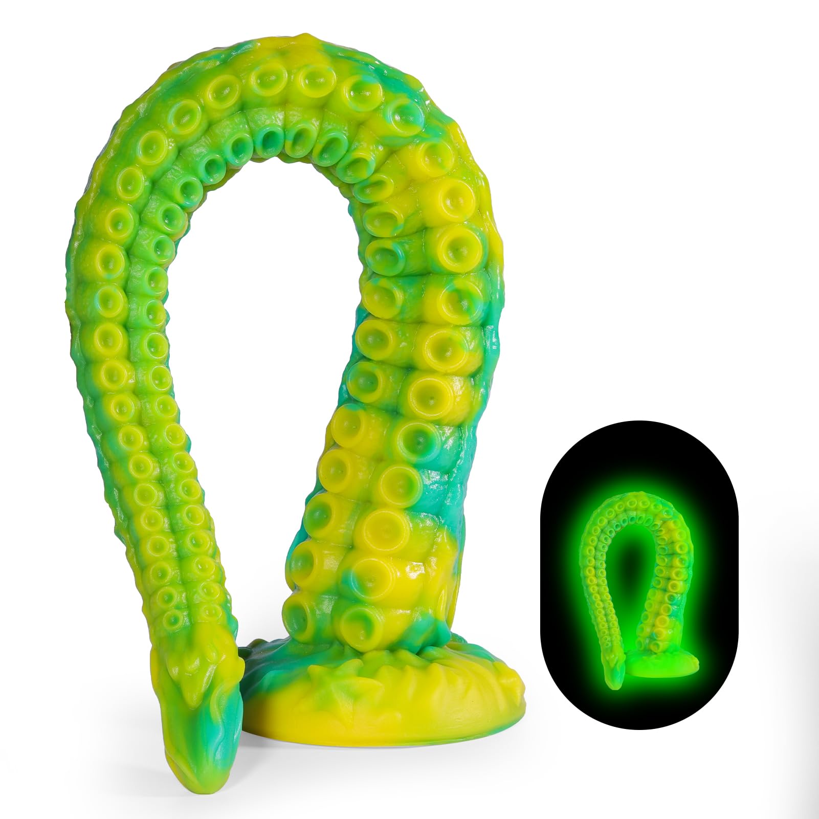 Long Tentacle Dildo Anal Toys: 18" Luminous Monster Dragon Dildo with Suction Cup, Liquid Silicone Long Butt Plug Anal Dildo for Anal Training, Fantasy Anal Stretcher for Advancer: Large-20 IN