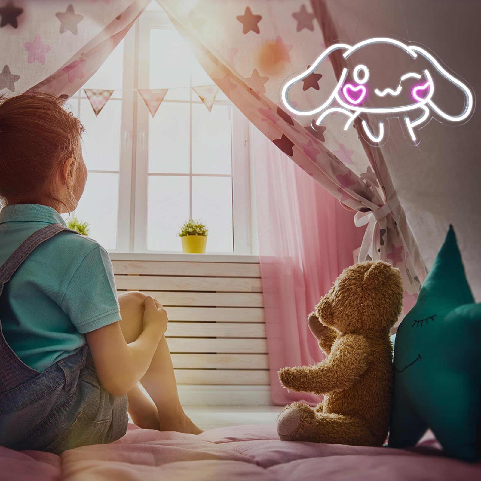 Cinnamoroll Anime Neon Sign for Wall Decor Cinnamoroll Led Light Room Decor Japanese Neon Light LED Sign for Anime Fans Cinnamoroll Gift for Girls 17.5"*9.5"