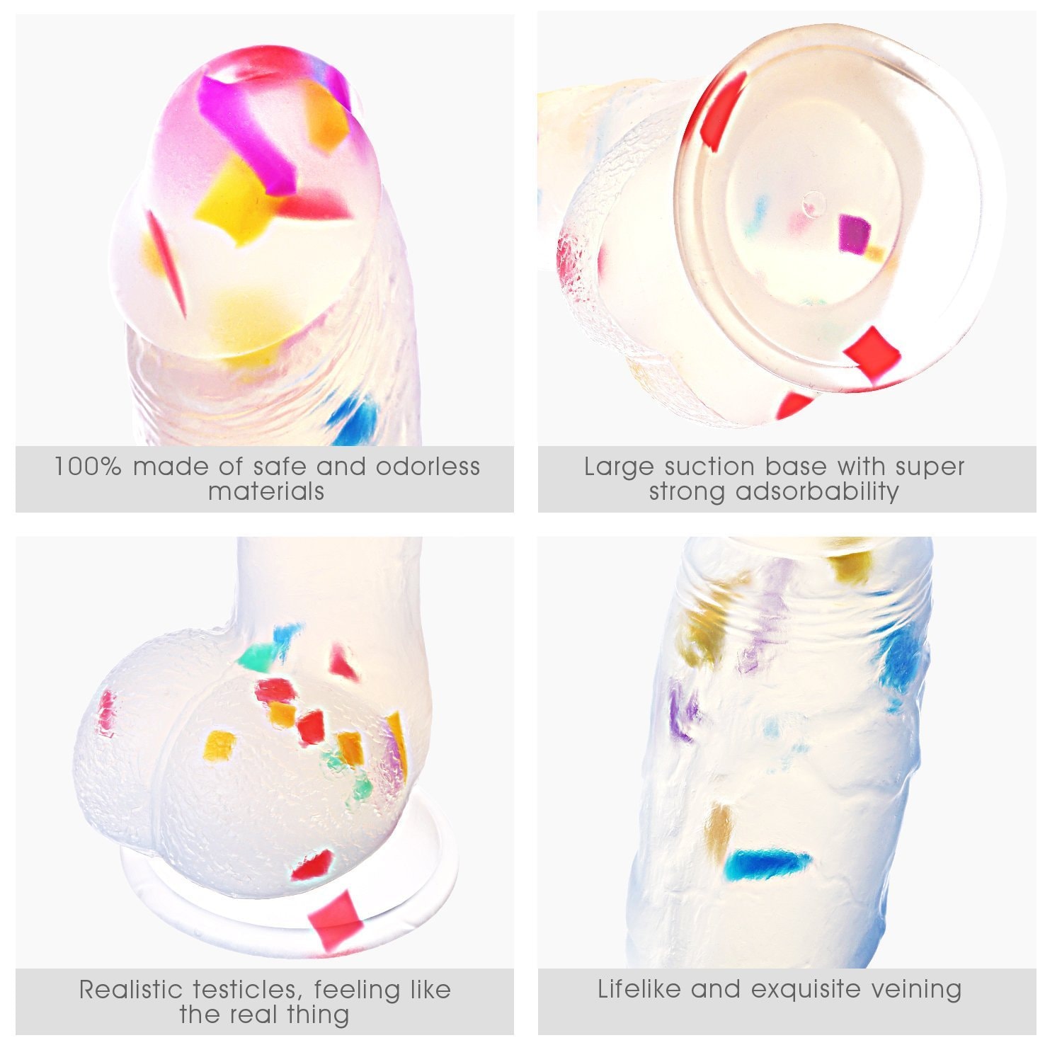 Louviva Confetti Dildo Realistic Clear Silicone Suction Cup Women Sex Toy, 7.6 Inch, Sex Toy for Adults: Louviva Confetti Dildo Realistic Clear Silicone Suction Cup Women Sex Toy, 7.6 Inch, Sex Toy for Adults