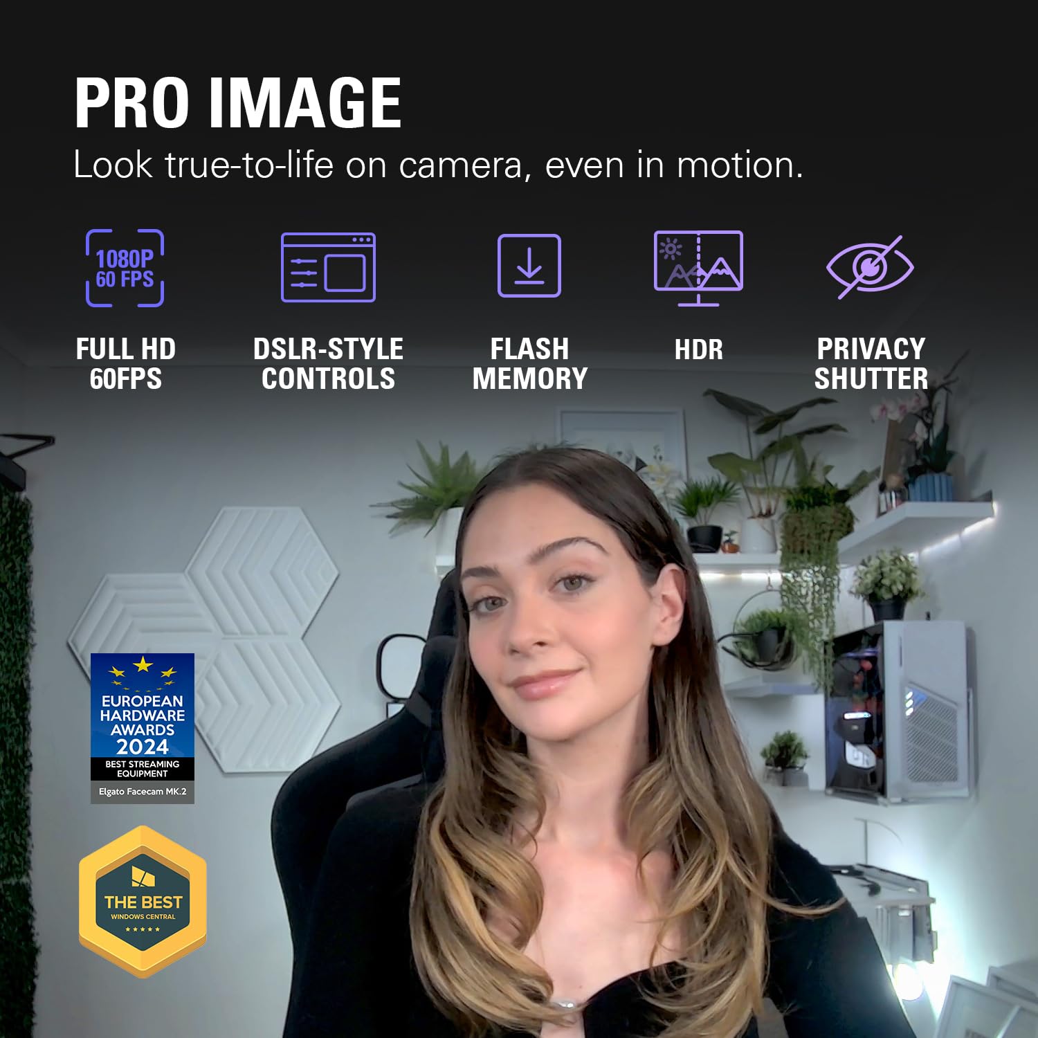 Elgato Facecam Pro, True 4K60 Ultra HD Webcam for Live Streaming, Gaming, Video Calls, Sony Sensor, Advanced Light Correction, DSLR Style Control, Wide Angle, works with OBS, Teams, Zoom, PC/Mac: Facecam