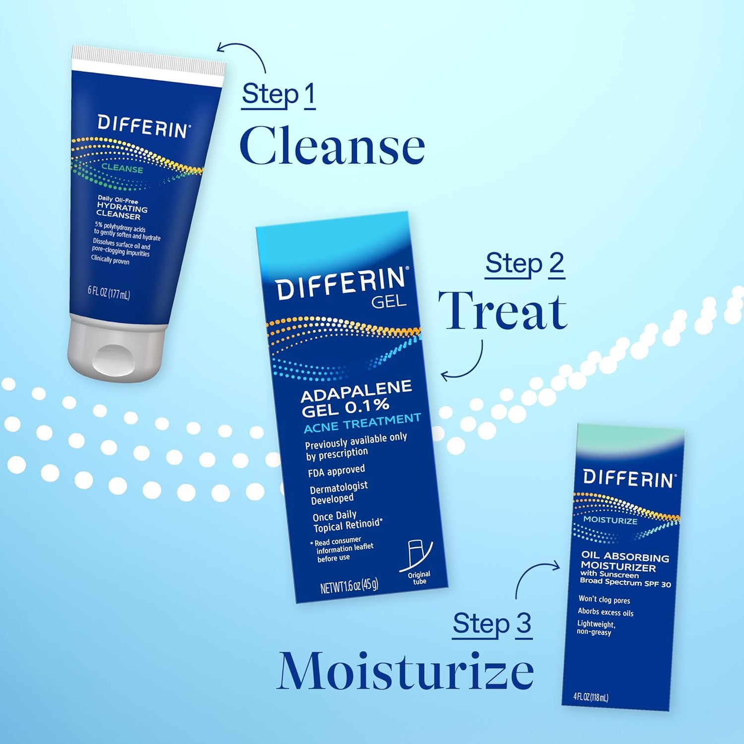 Differin Acne Treatment Gel, 180 Day Supply, Retinoid Treatment for Face with 0.1% Adapalene, Gentle Skin Care for Acne Prone Sensitive Skin, 45g , Pack of 2 (Packaging May Vary): Tube