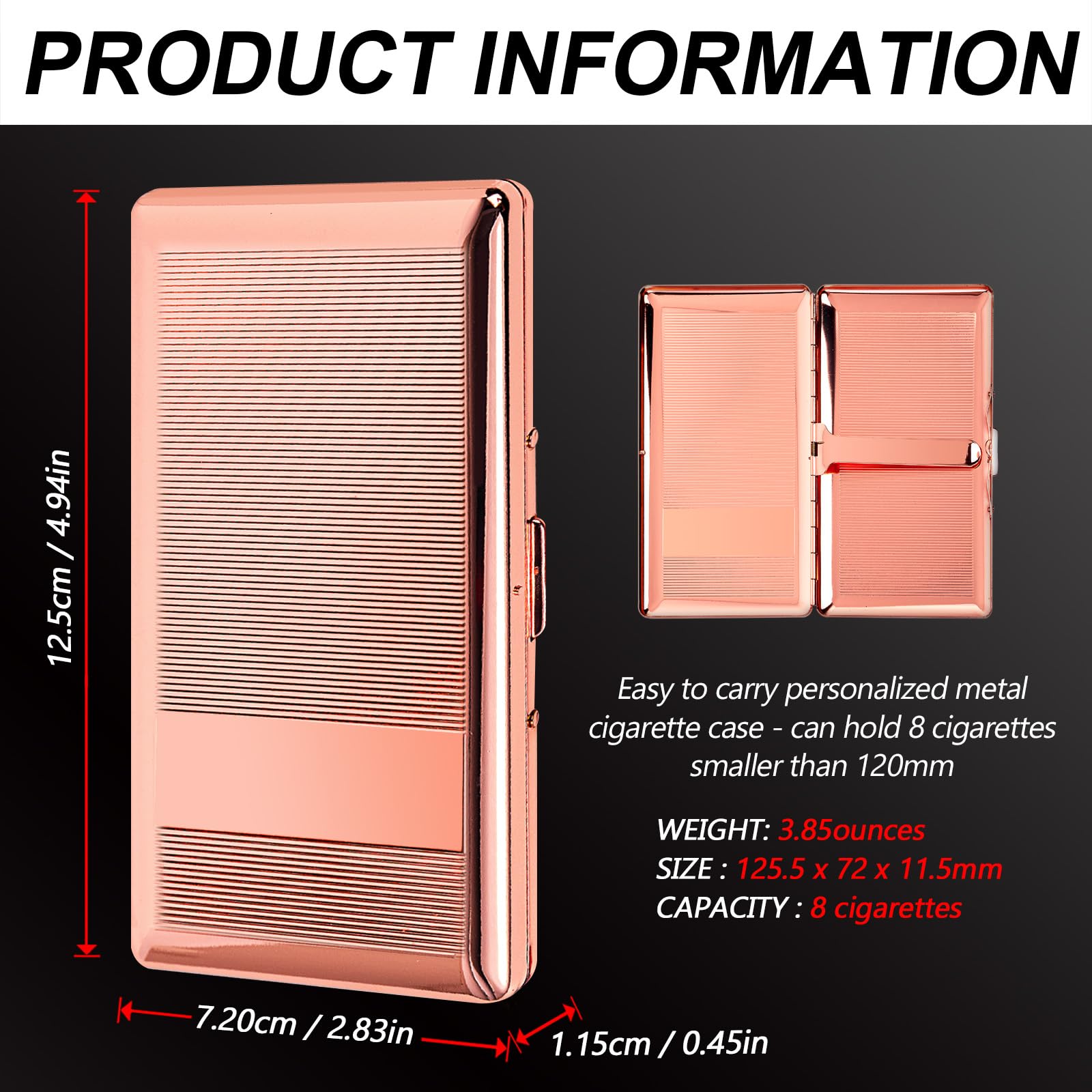 Beautiful Stylish Metal Ladies and Men's Cigarette Case,Holds 20pcs 120's Capri Cigarettes (Patterned Pink, 20pcs 120's): 10pcs 120&apos;s Rose
