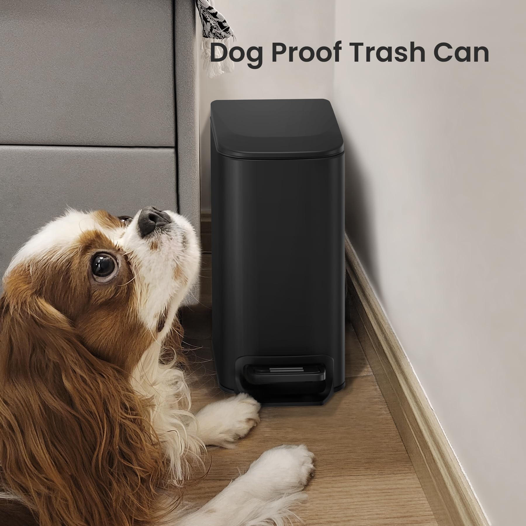Cesun Small Bathroom Trash Can with Lid Soft Close, Step Pedal, 6 Liter / 1.6 Gallon Stainless Steel Garbage Can with Removable Inner Bucket, Anti-Fingerprint Finish (): Matt Black