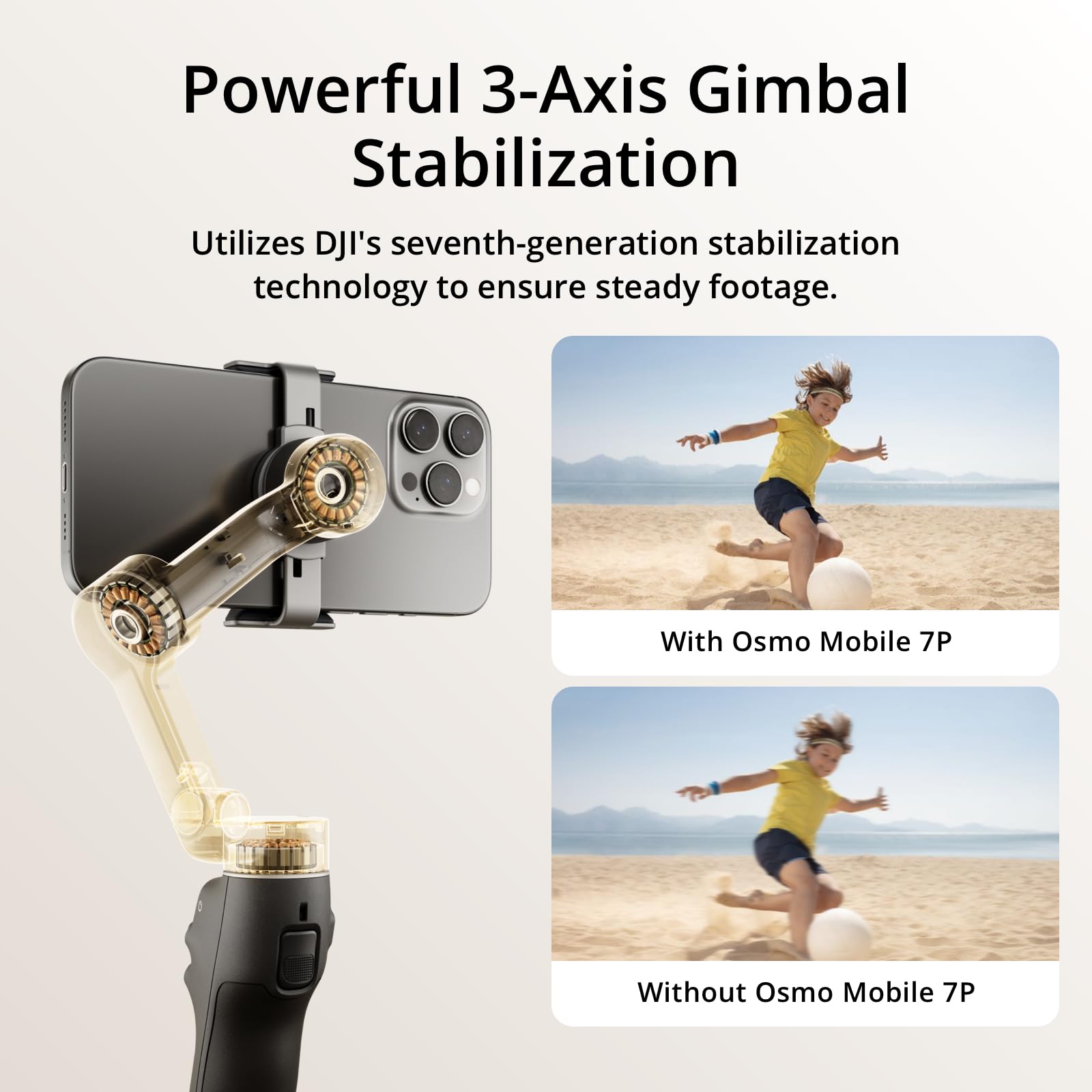 DJI Osmo Mobile 7P Gimbal Stabilizer for iPhone, Android, Native Tracking, Lighting, 3-Axis Phone Gimbal, Quick Launch, One-Tap Edit, Built-in Extension Rod & Tripod, 10hrs Use, Phone Charging thumbnail 3