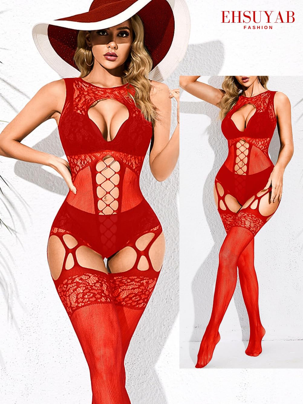 Women Body Stockings Sexy, Exotic Dancer Fishnets Lingerie Glow Party, Fishnet Bodysuit Rave Outfits Club Plus Size: Red
