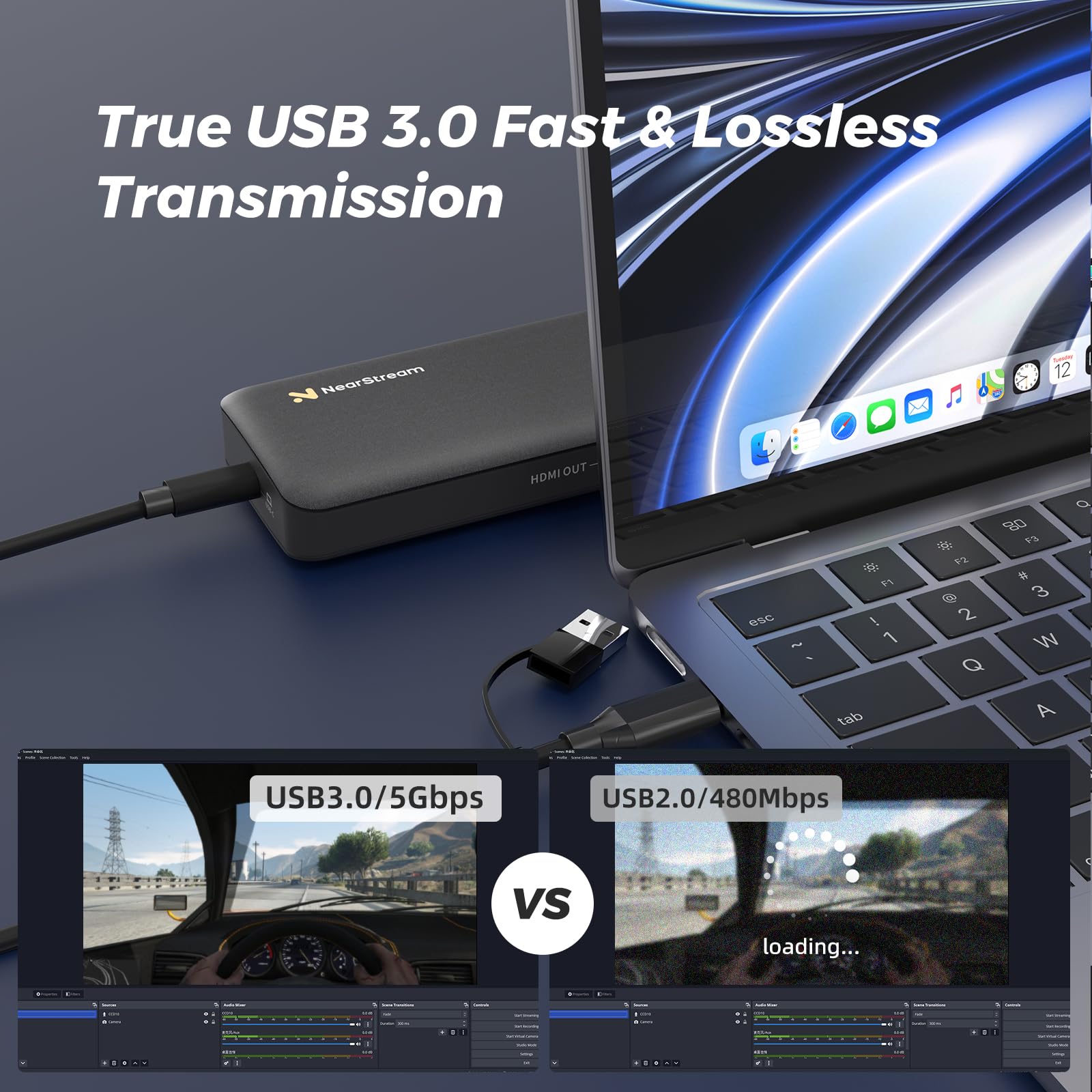 NearStream 4K HDMI Capture Card, USB 3.0 Video Capture Card for Streaming, Recording in 1080P 60FPS with Ultra-Low Latency, Compatible with PS4/PS5/Switch in OBS, YouTube, Works with PC/Mac (CCD10) thumbnail 4