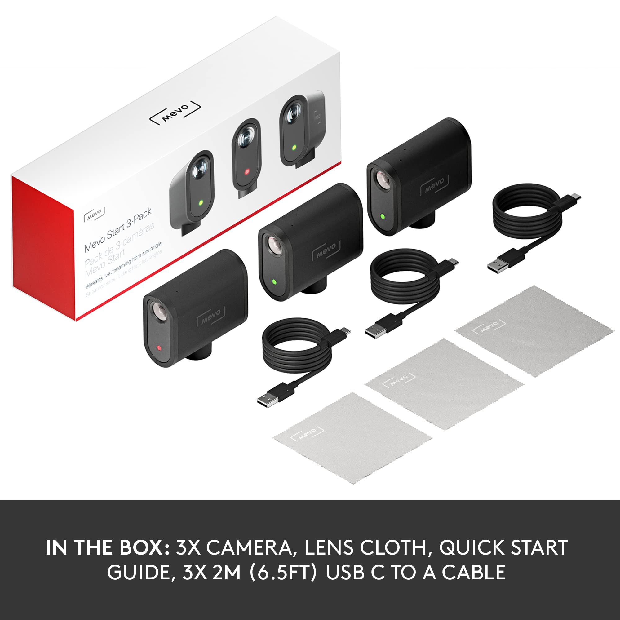 Logitech for Creators Mevo Start 3-Pack Wireless Live Streaming Cameras, for Multi-Camera HD Video,App Control and Stream via Smartphone or Wi-Fi