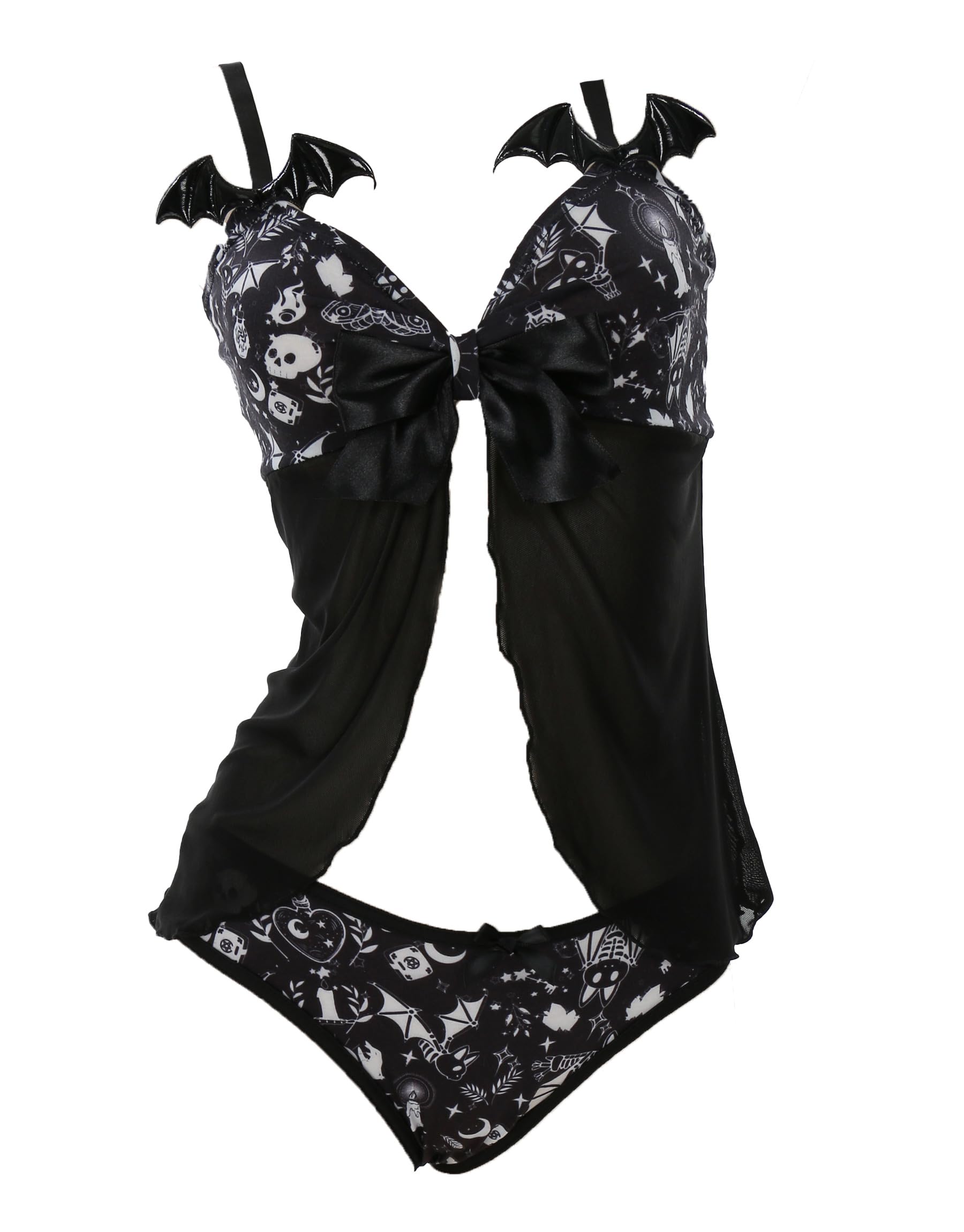MEOWCOS Women's Nightwear Babydoll Sleepwear Lace V Neck Strap Chemise Halter Lingerie