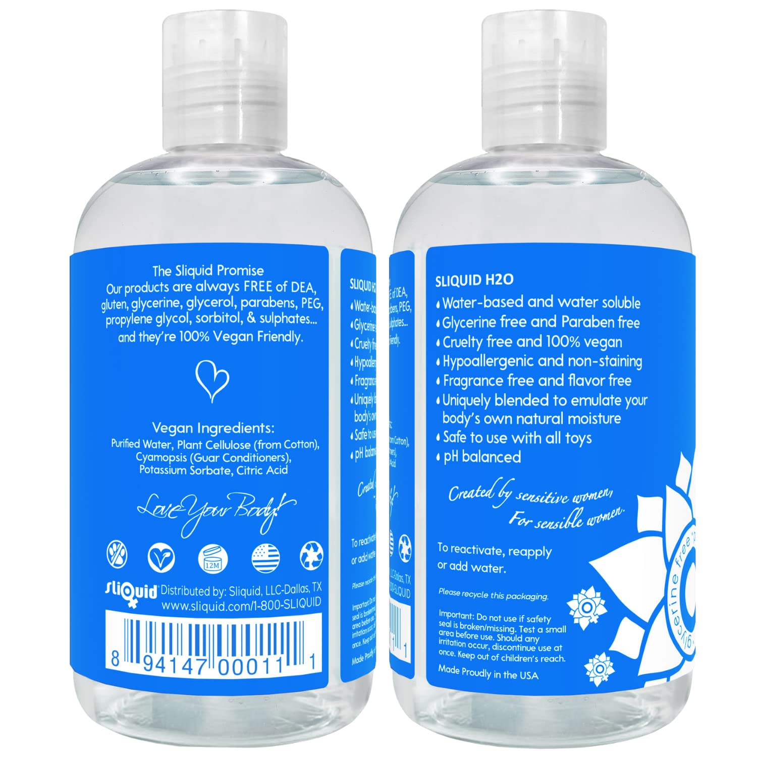 Sliquid H2O Water Based Lube, No Fragrance or Taste, Natural Lube Women, Stain Free, 8.5 Fl Oz: 8.5 Ounce (Pack of 1)