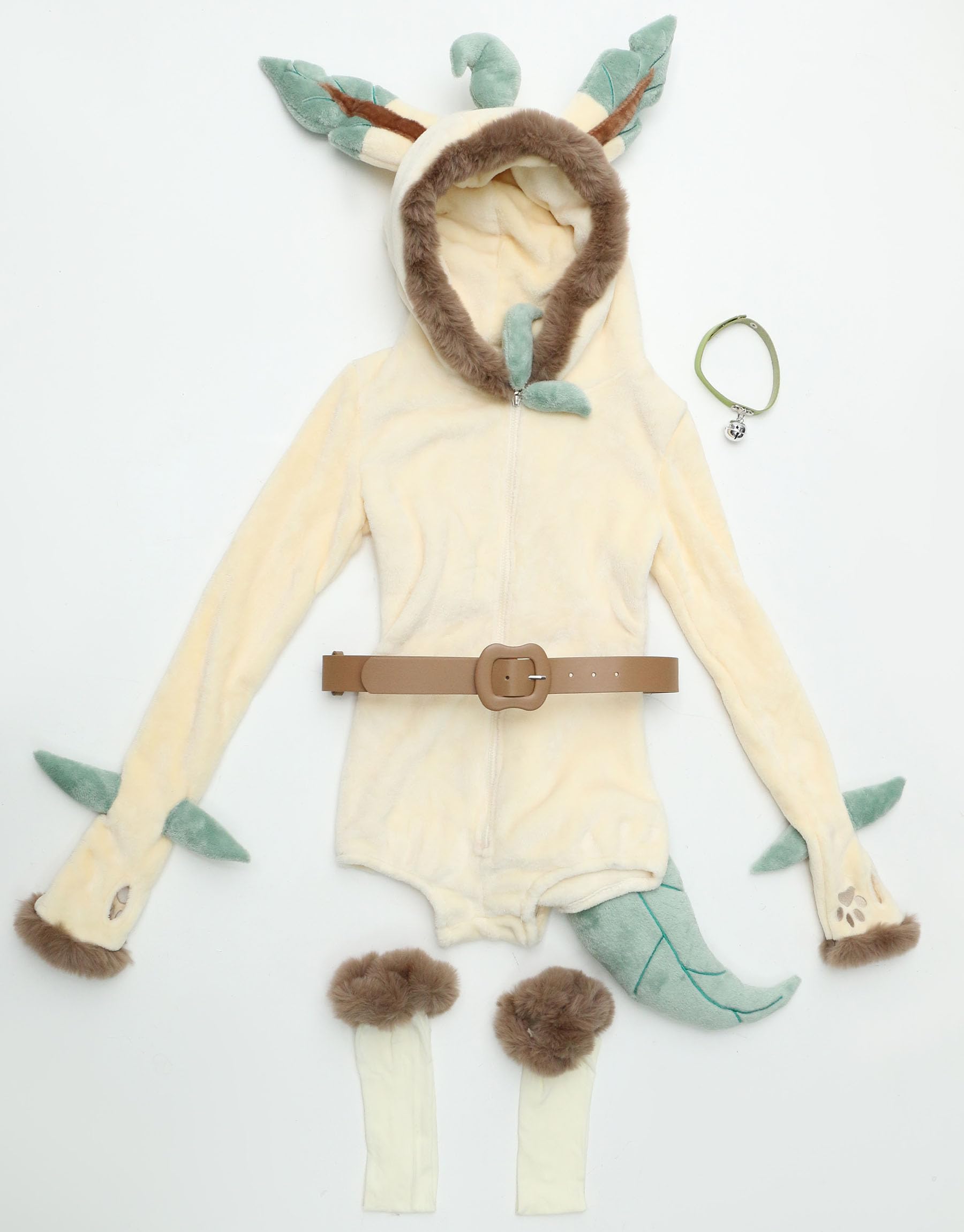 Mobbunny Cute Cartoon Style Romper Yellow Fuzzy Onesie Pajama Loungewear Fluffy Hooded Homewear Short Jumpsuit with Stockings: Small